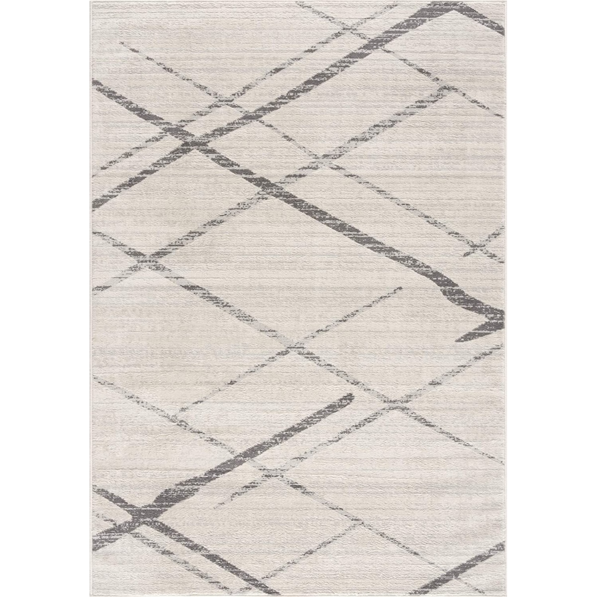 HomeRoots 4000392893 2 x 4 (ft) Polypropylene Grey Rectangular Indoor Geometric Area rug