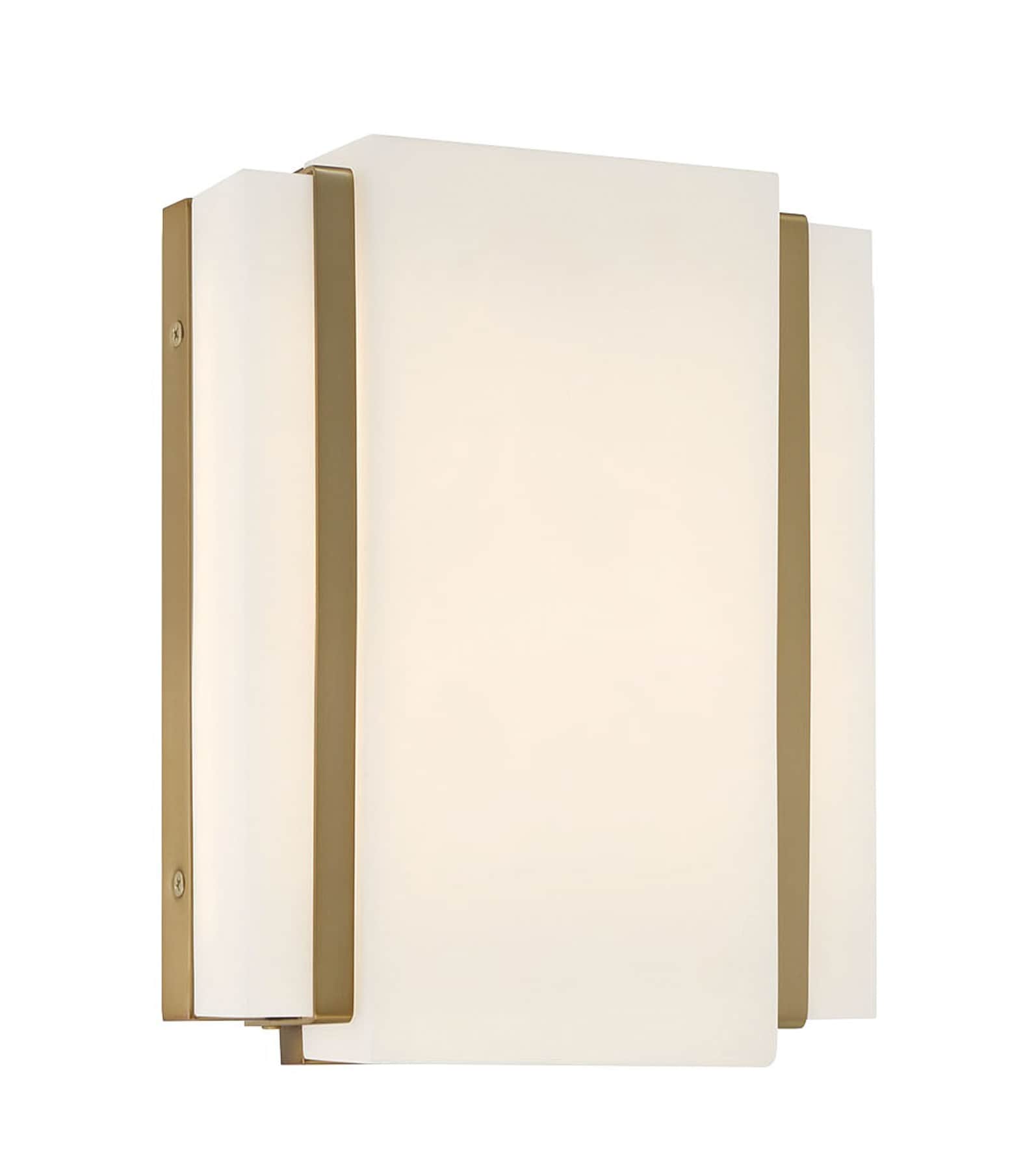 Soft Brass Dimmable LED Wall Sconce with White Faux Alabaster Shade