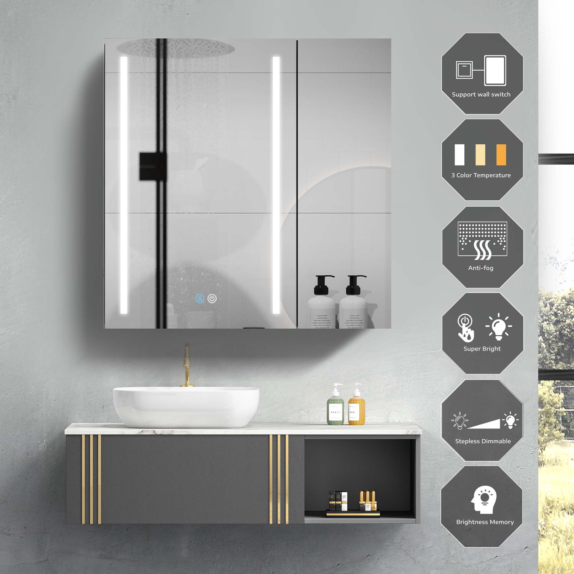 Forclover WBSGOS07L-BK Bathroom-Medicine-Cabinets - View #7