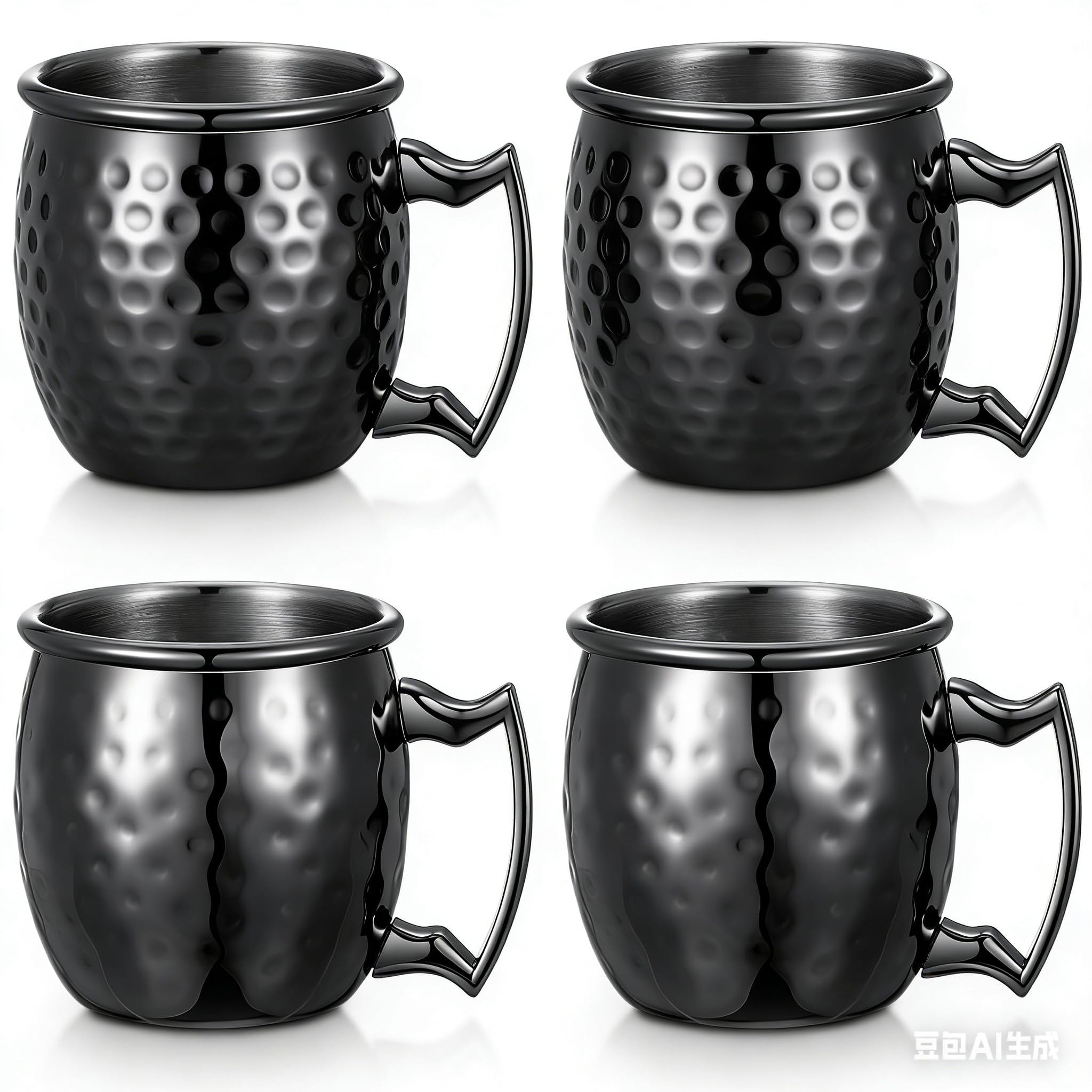 Aoibox  4 Pack 2 oz Mini Moscow Mule Shot Cups 304 Stainless Steel Hammered Rosegold Finish Small Copper Style