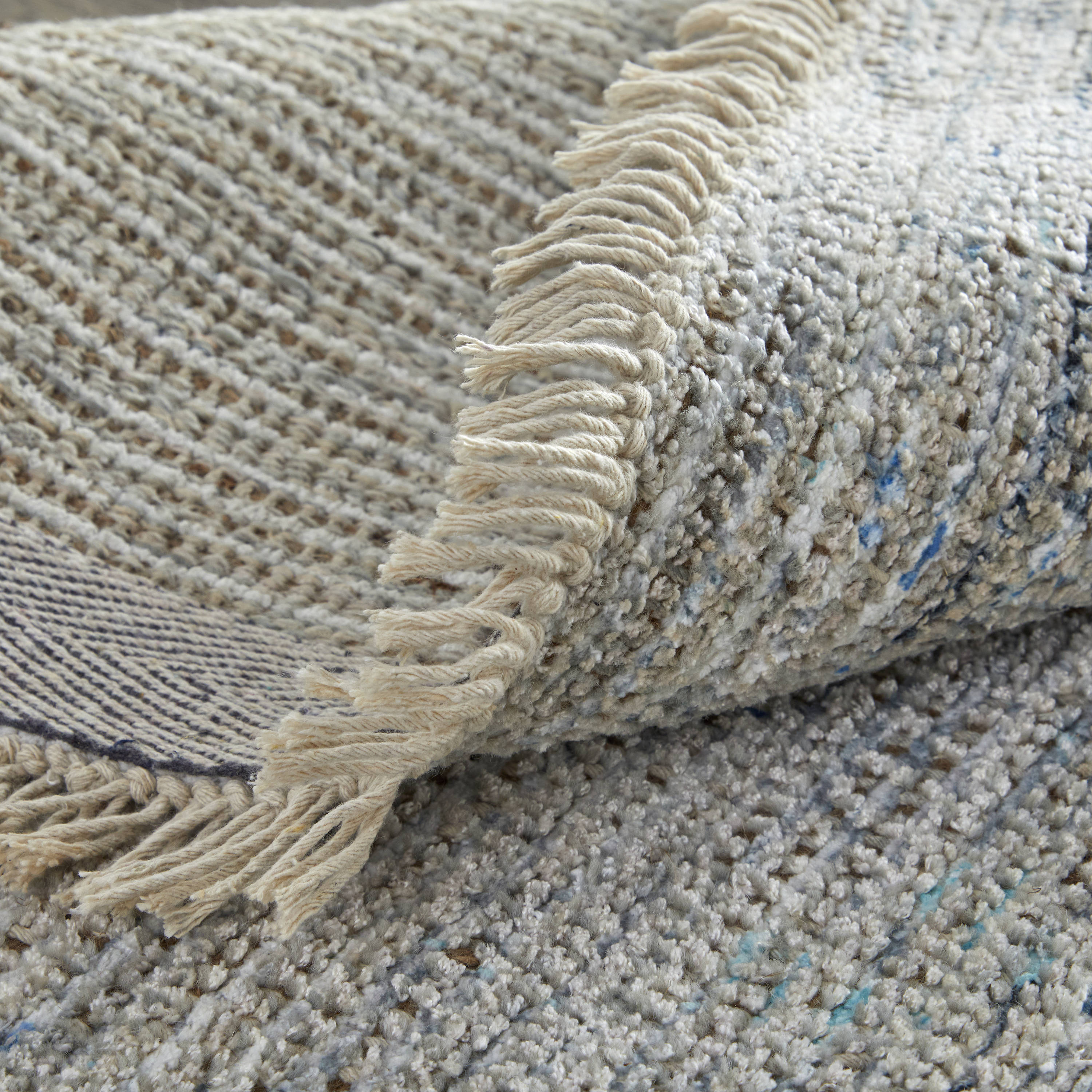 Spa Blue & Warm Gray Handmade Tufted Wool-Viscose Blend Area Rug - 2' x 3'
