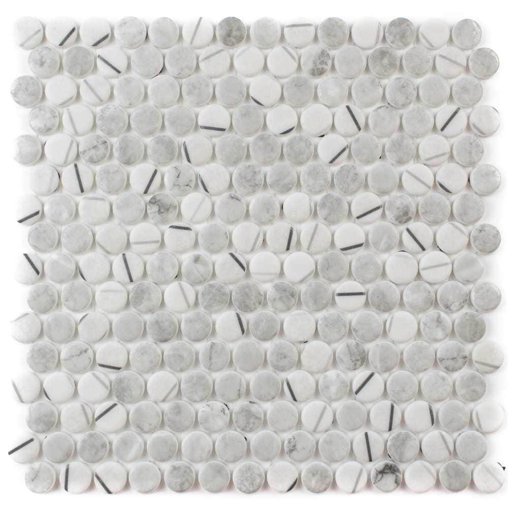 The Tile Life SPENNBLISLG Sample- Eterna Penny Lineas Gris 4-in x 4-in Glossy Glass Floor and Wall Tile