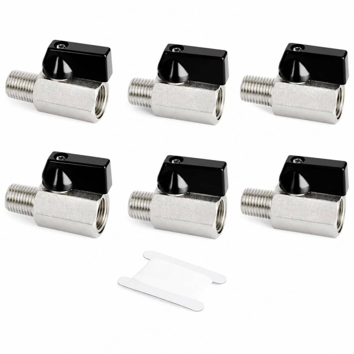 OGETFUUR - 6-Pack 1/4-in Mini Brass Ball Valve Shut Off Switch with Nickel Plated Brass for Hot a...