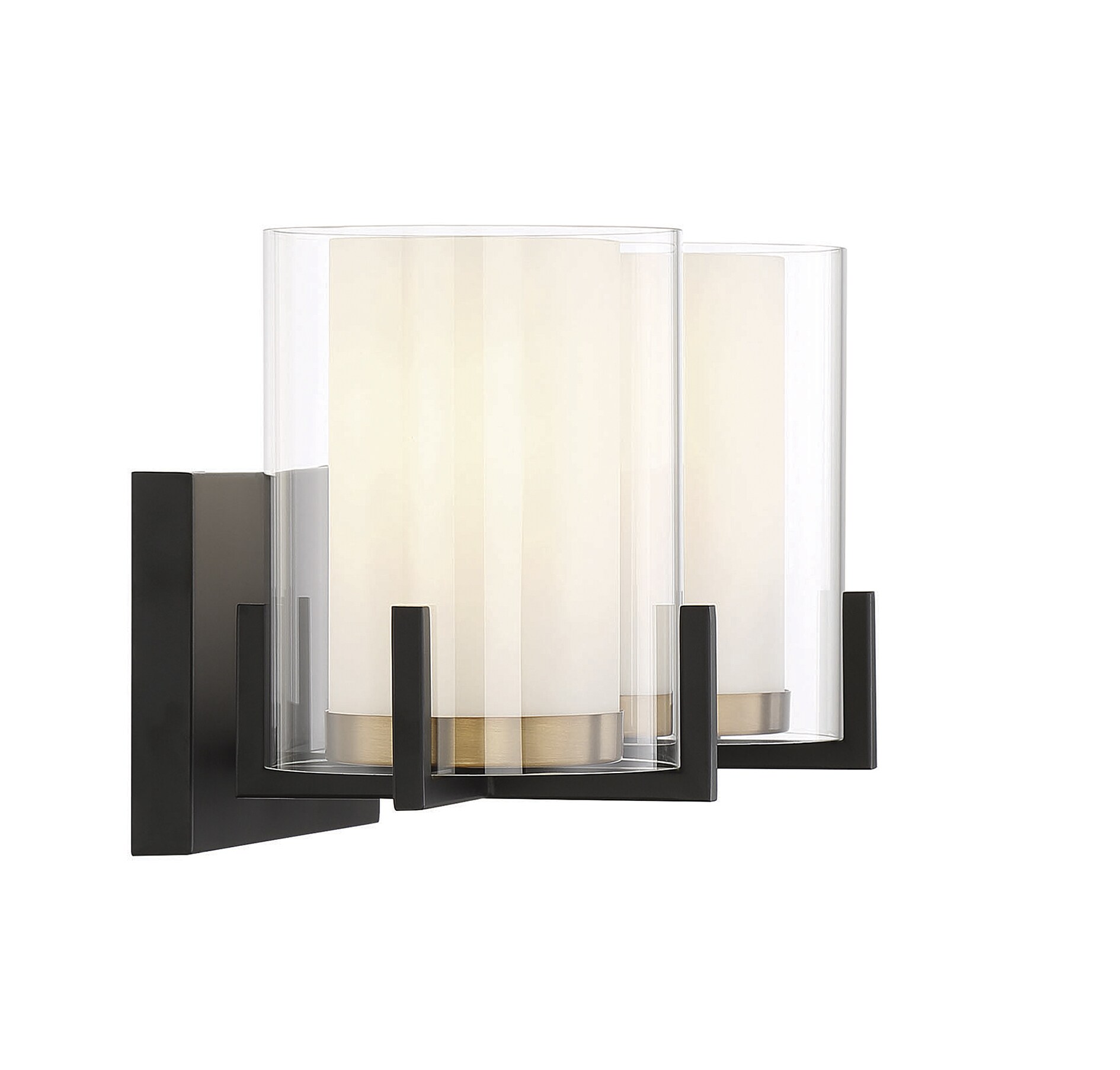 Eaton Contemporary Outdoor Vanity Light in Matte Black and Warm Brass