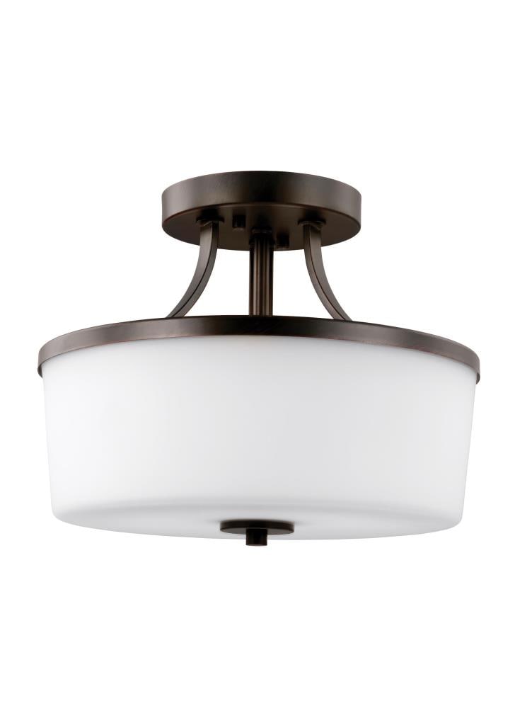 Generation Lighting 7739102EN3-710 Hettinger 2 -Light 13.2500-in Bronze Semi Flush Mount Light ENERGY STAR Certified