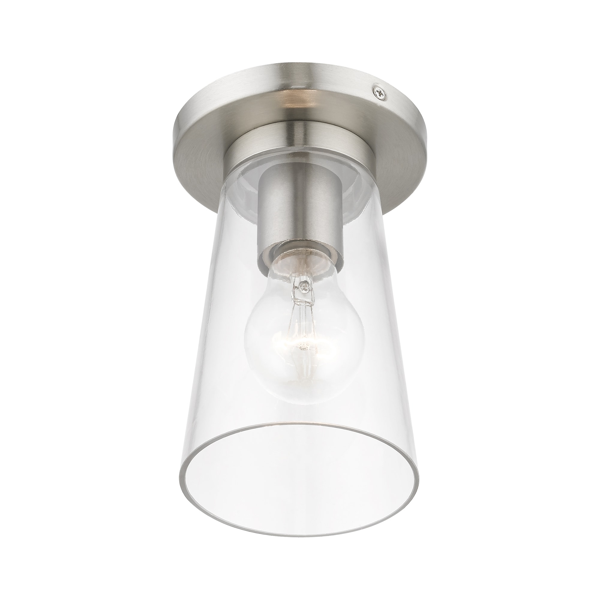 Brushed Nickel Clear Glass 1-Light Flush Mount