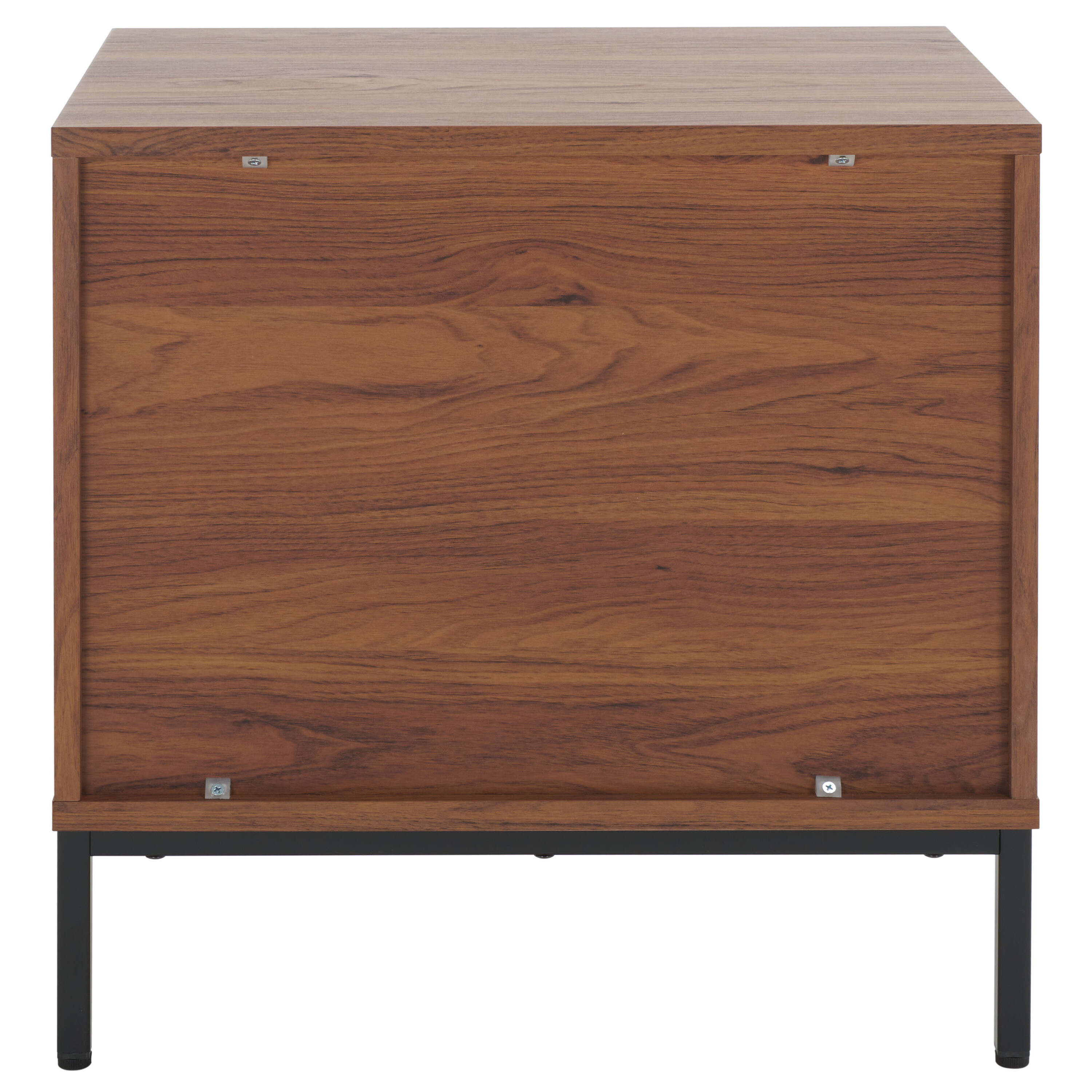 Walnut and Black Modern 2 Drawer Nightstand with Fluted Detail