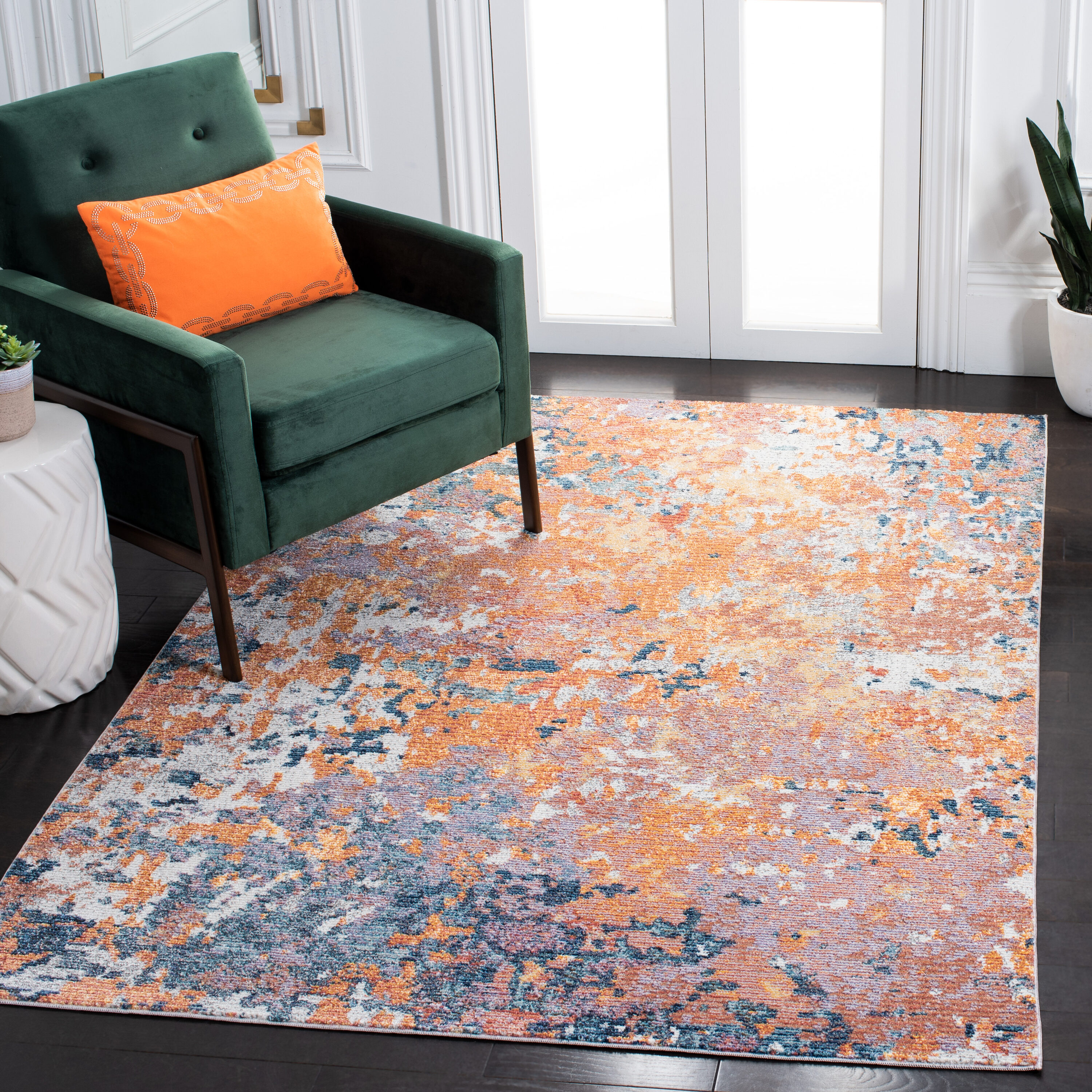 Crystal 798D Gold Blue 5 x 7 Rectangular Area rug