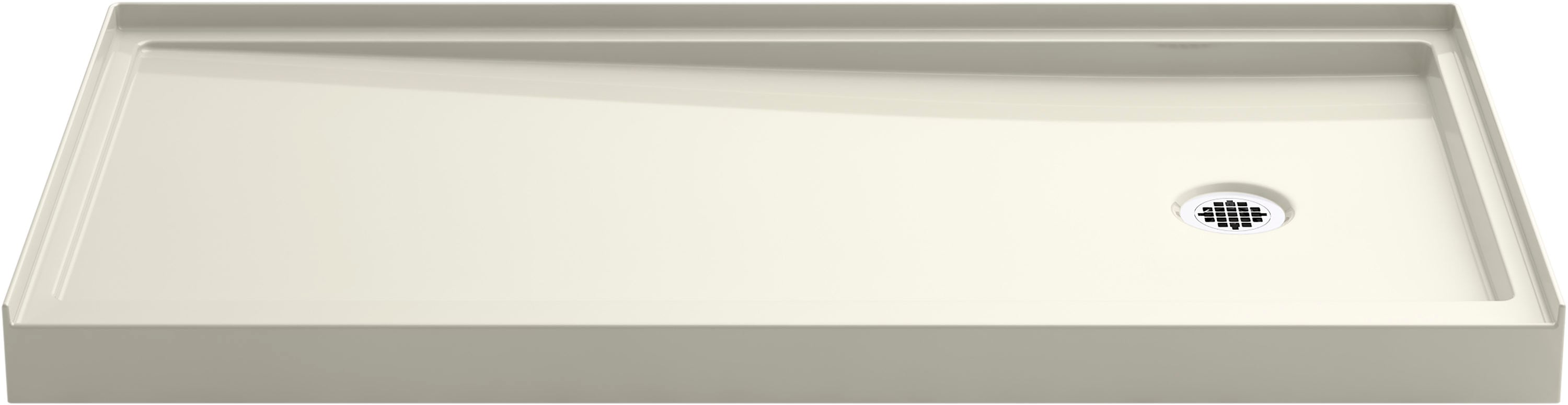 KOHLER K-8642-96 Rely 30.0-in W x 60.0-in L Biscuit Rectangle Shower pan base with 3.5-in H Threshold (Right Drain)