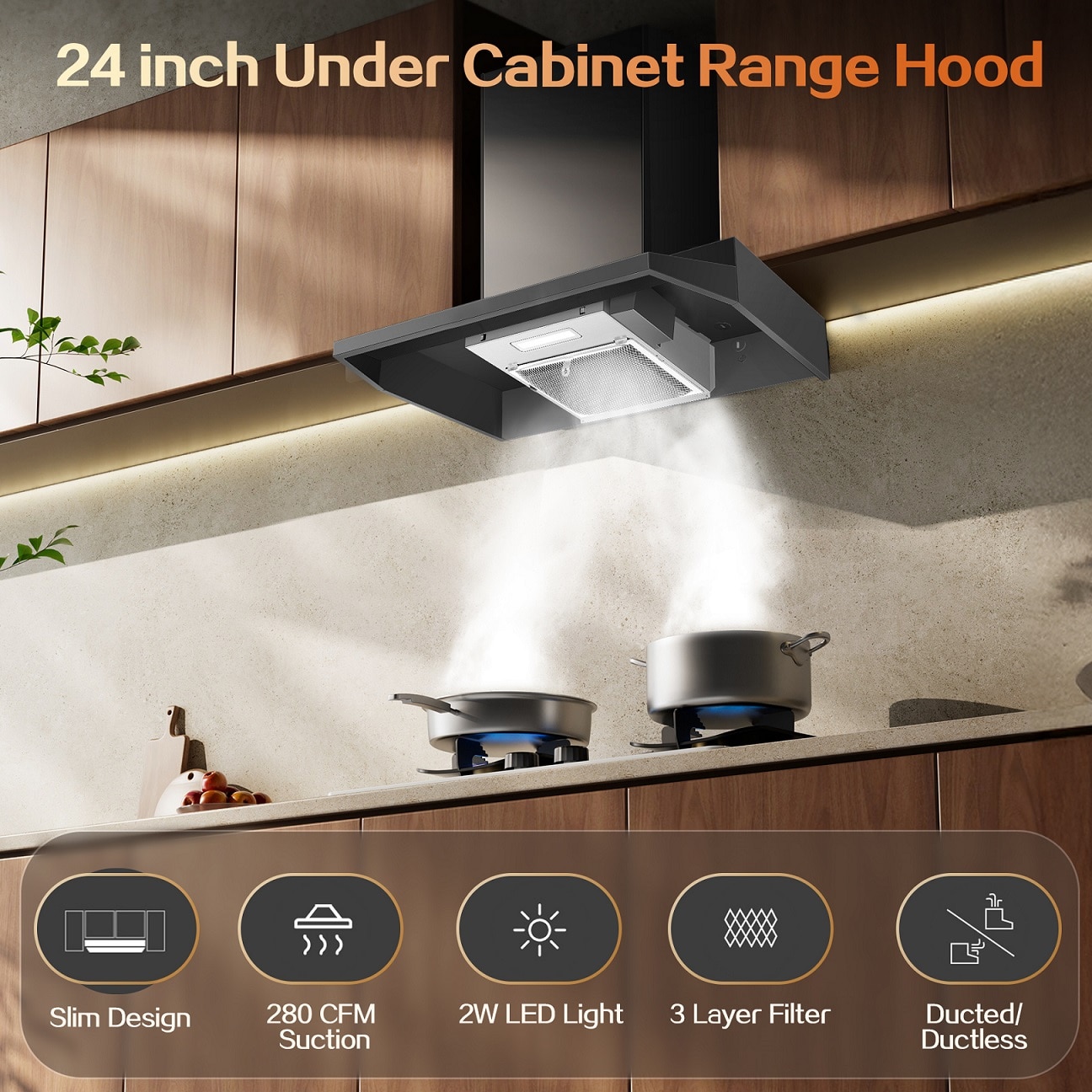 Zomagas 3960BK Undercabinet-Range-Hoods - View #3