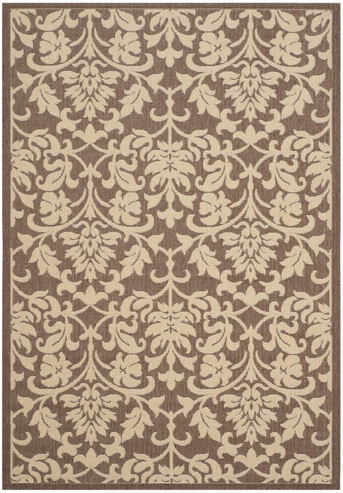 Safavieh CY3416-3409-6 Courtyard Exuma 7 x 10 (ft) Loomed Polypropylene Chocolate/Natural Rectangular Indoor/Outdoor Floral/Botanical Area rug