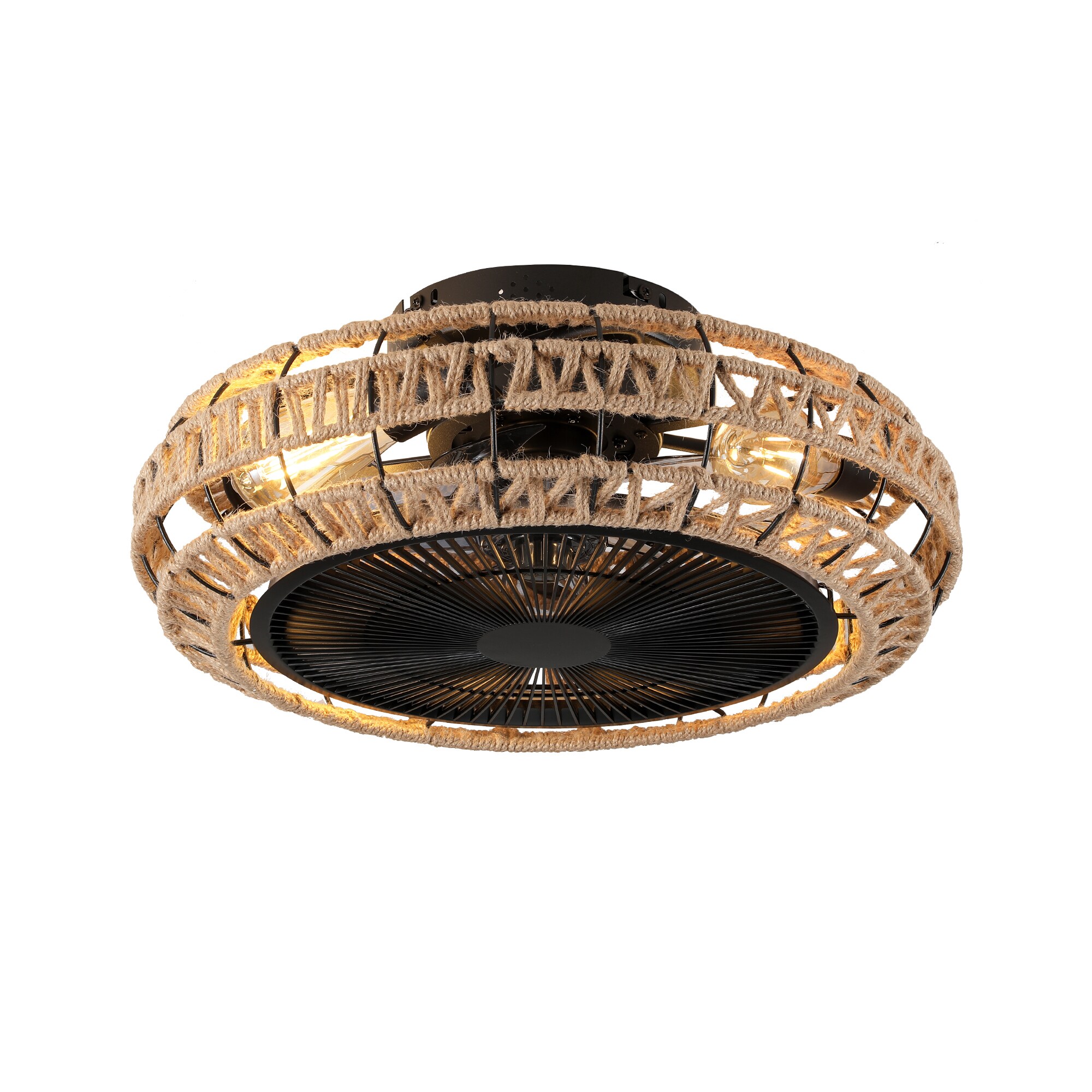 Tatayosi P1-6P356697 20 Inches Vintage Rope Fan Light with Remote Control 6 Speed Adjustable Airflow Ceiling Fan For Living room BedroomKitchen NOT INCLUDED BULBS