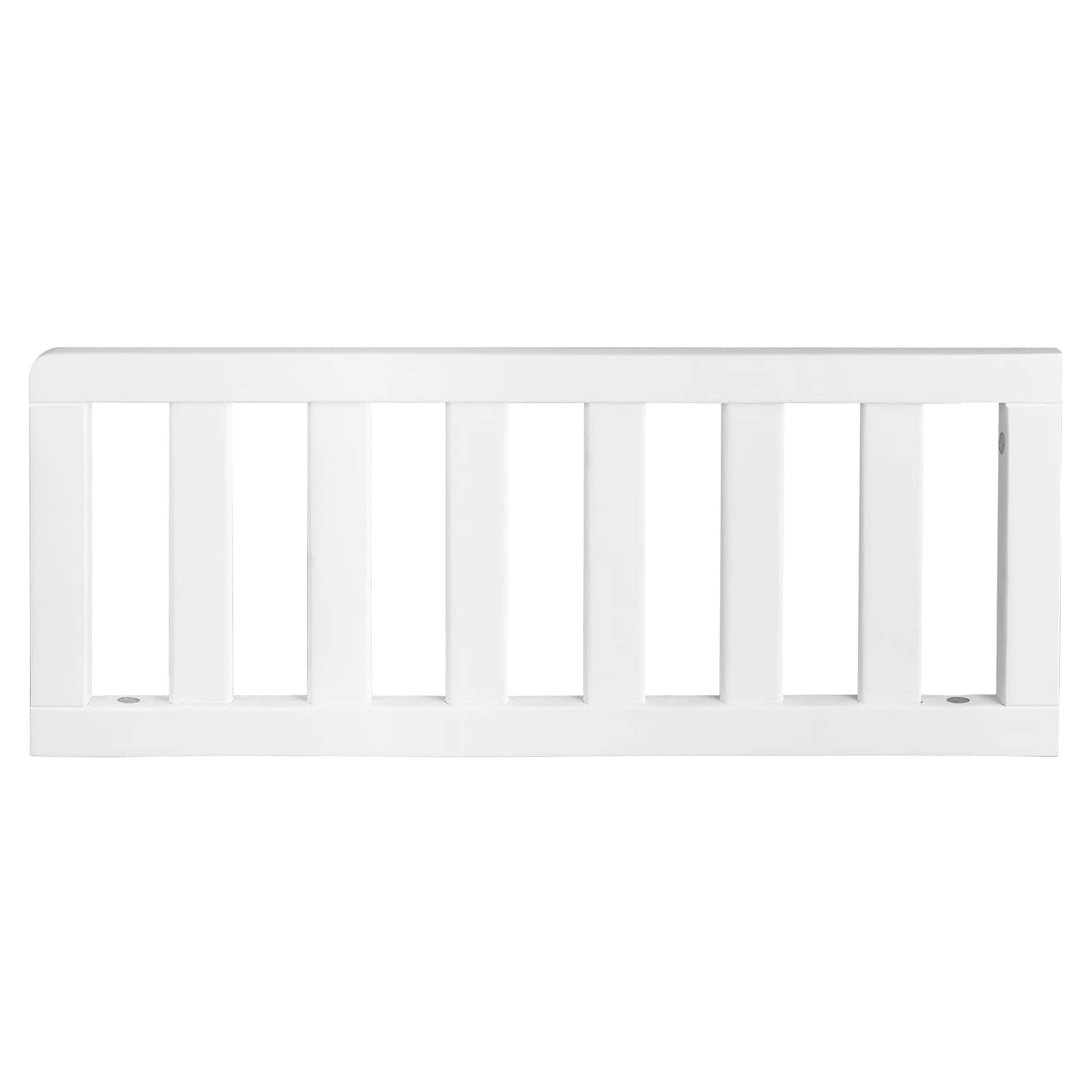 Etokfoks  white solid wood toddler guardrail for convertible cribs 1 pack compact safety rail helps prevent rolling off bed