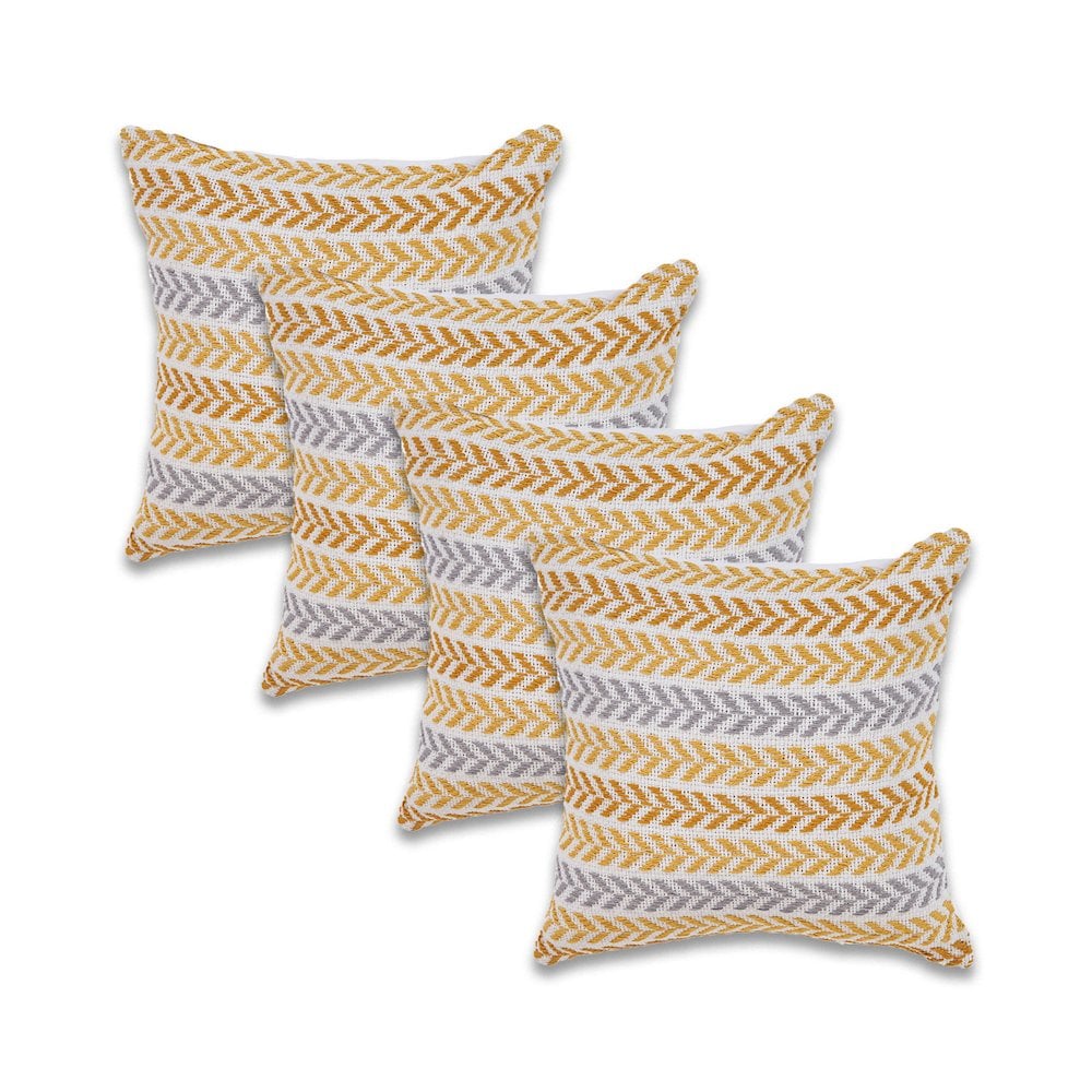 LR Home Altair Cotton Pillow Set of 4 in Orange/Yellow 18 x 18
