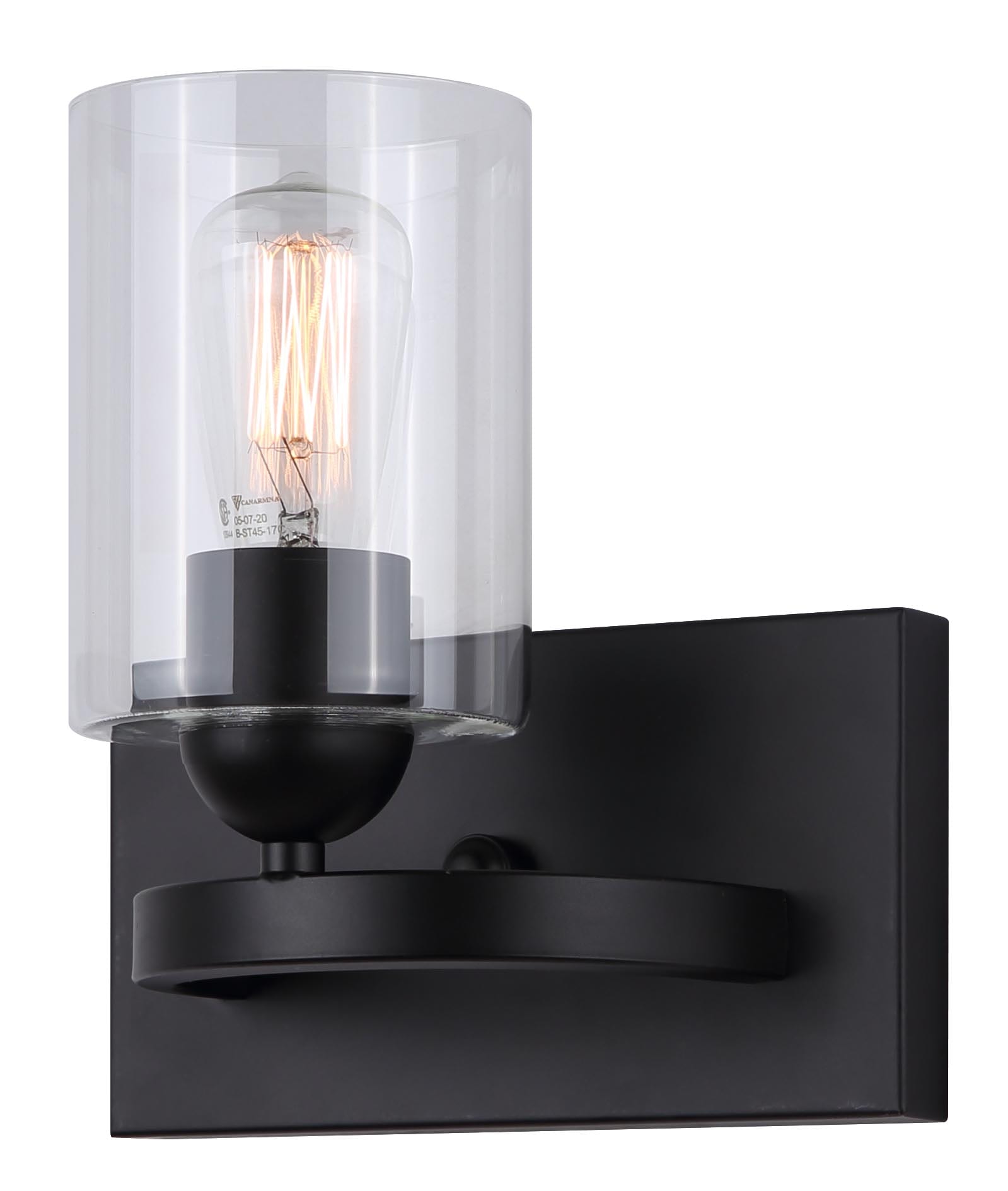Canarm IVL370A01BK-CL HAMPTON 8.25-in 1 -Light Matte Black Traditional Vanity light