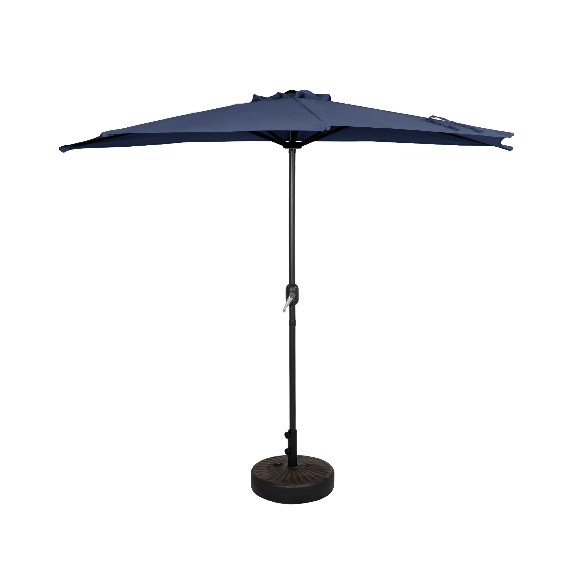 Westin Furniture OS3003-NB-981RDBZ 9-Feet Steel Blue No-tilt Half-round Patio Umbrella with Base