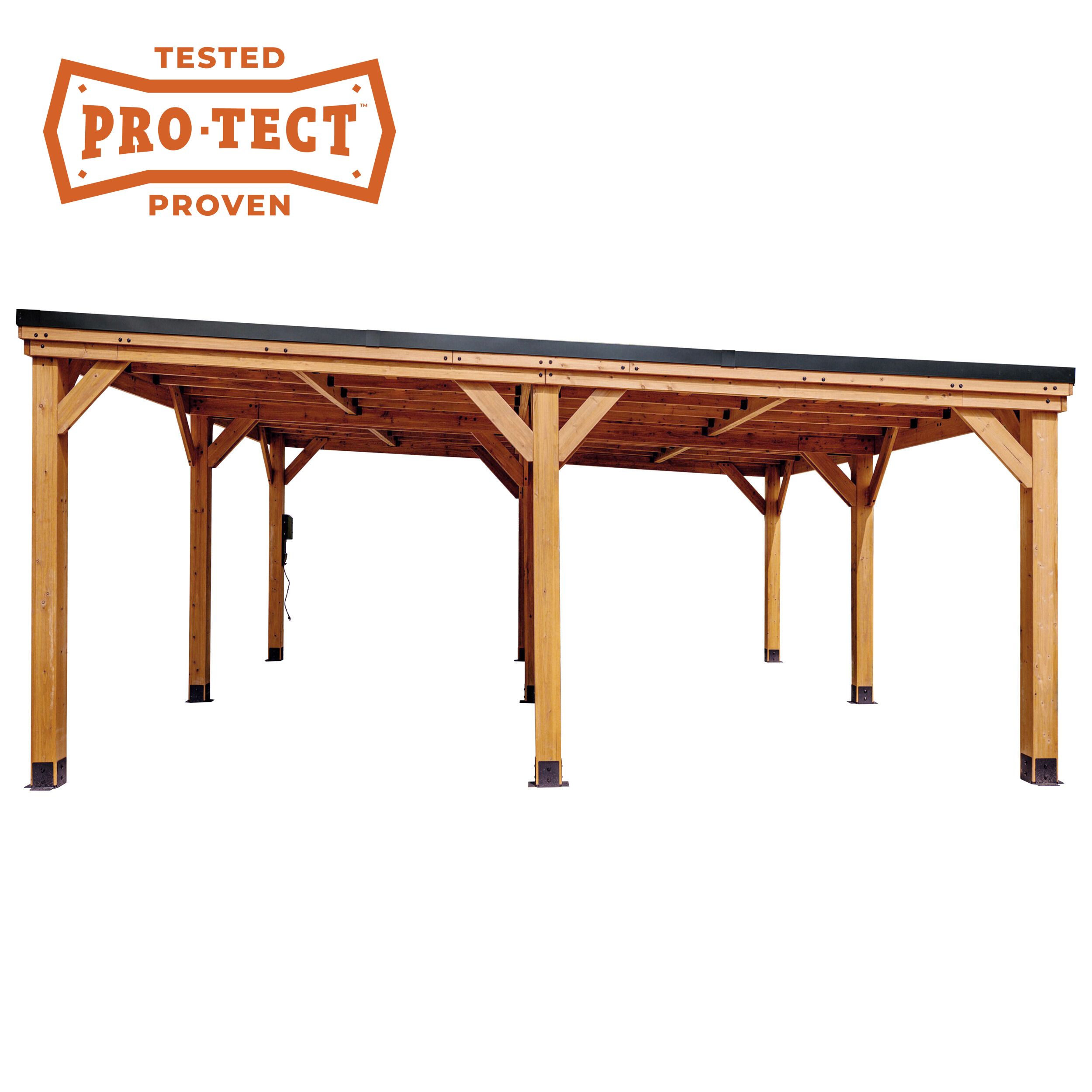 Kingsport 20' x 20' Cedar Wood Carport with Black Steel Roof