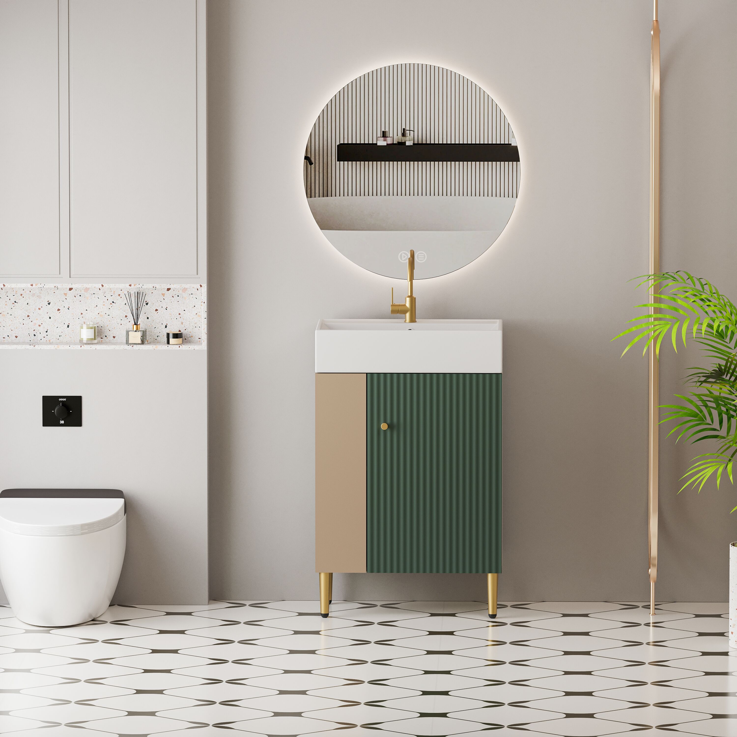 Vanityfus - 21.6 Inch Modern FreeStanding Bathroom Vanity Cabinet with Integrated Ceramic Sink Le...