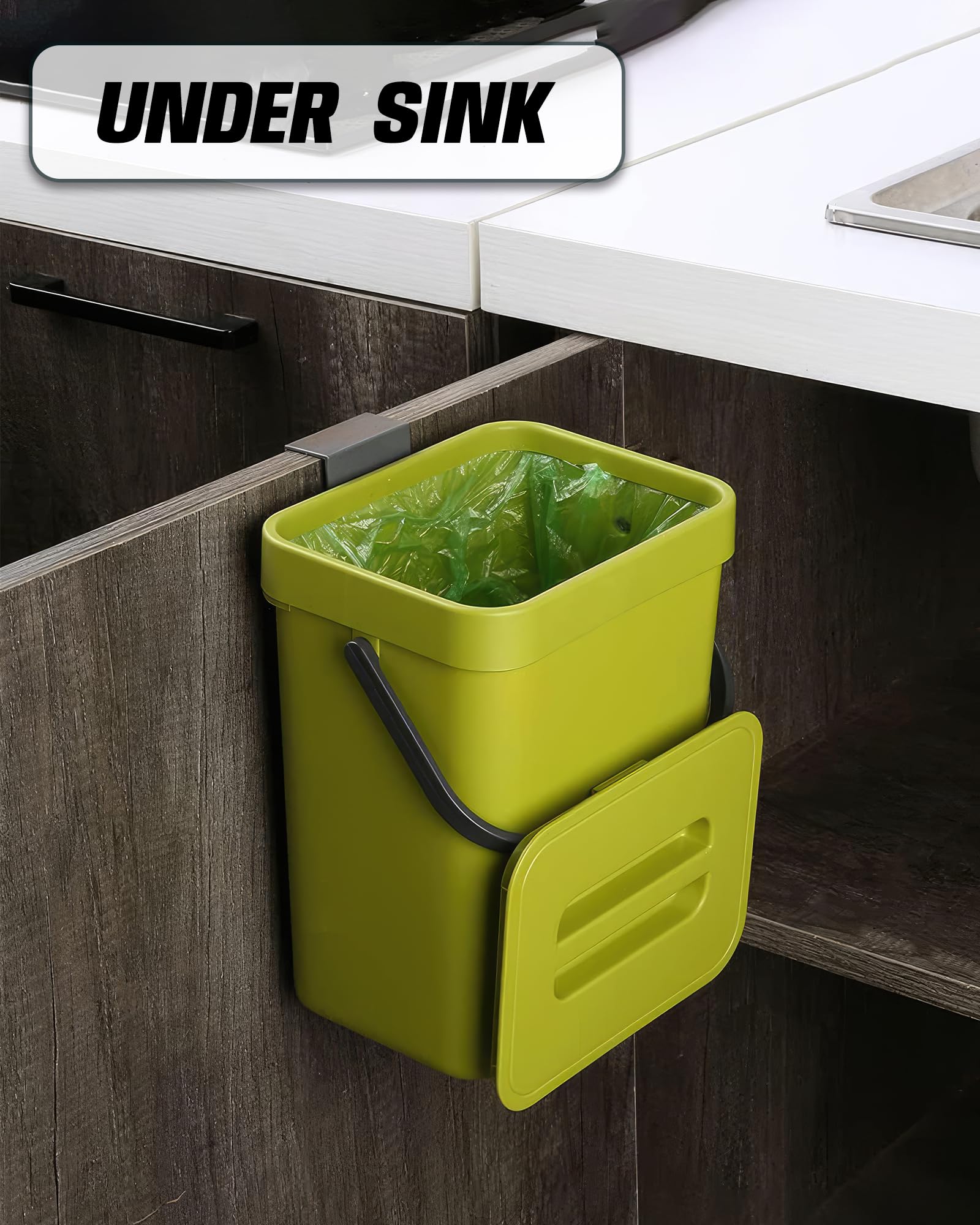 Ahfiwaso Compost Bin for Kitchen Countertop 5L 1.3 Gal Hanging Small ...