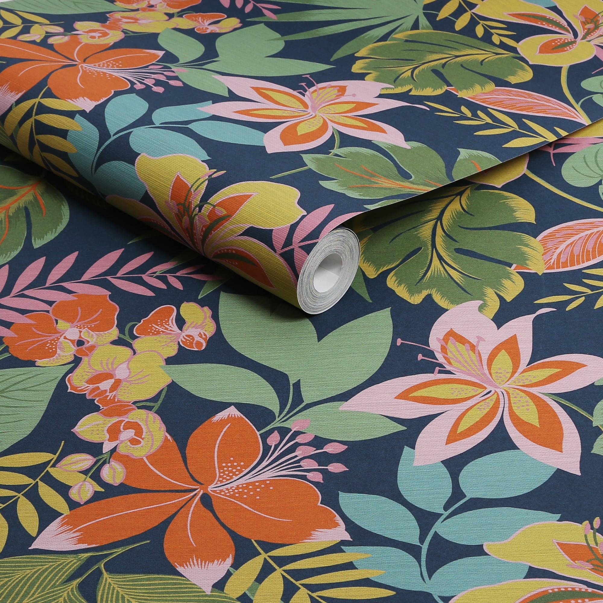 Paradiso Tropical Botanical Green and Multicolor Wallpaper Sample
