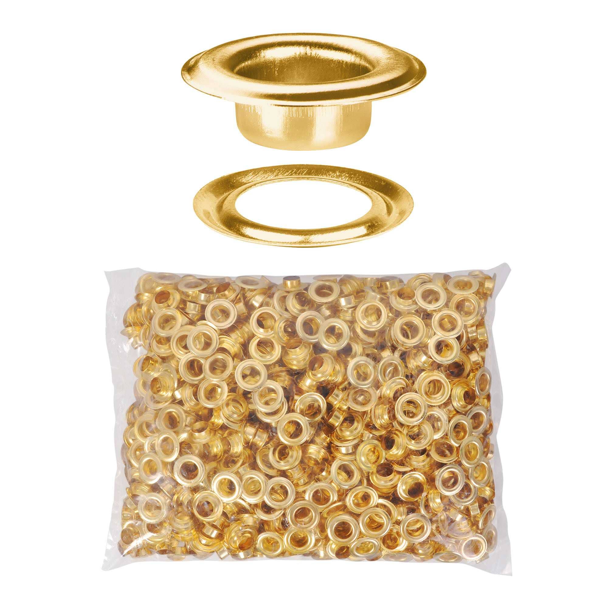 Yescom 25GME002-N2-BRS-LO 1000 pcs 3/8 inch Grommet Kit Size 2 9.5mm Eyelets and Washers Brass YES0377