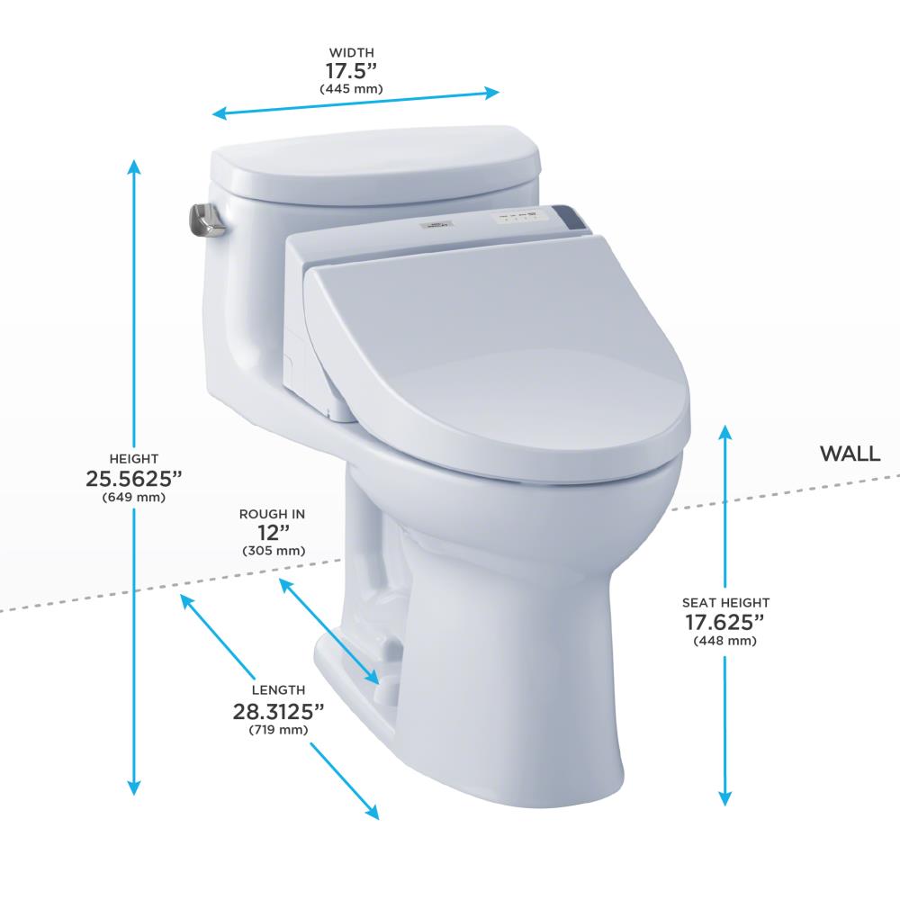 TOTO Connect+ Cotton White Elongated Chair Height WaterSense Toilet 12 ...