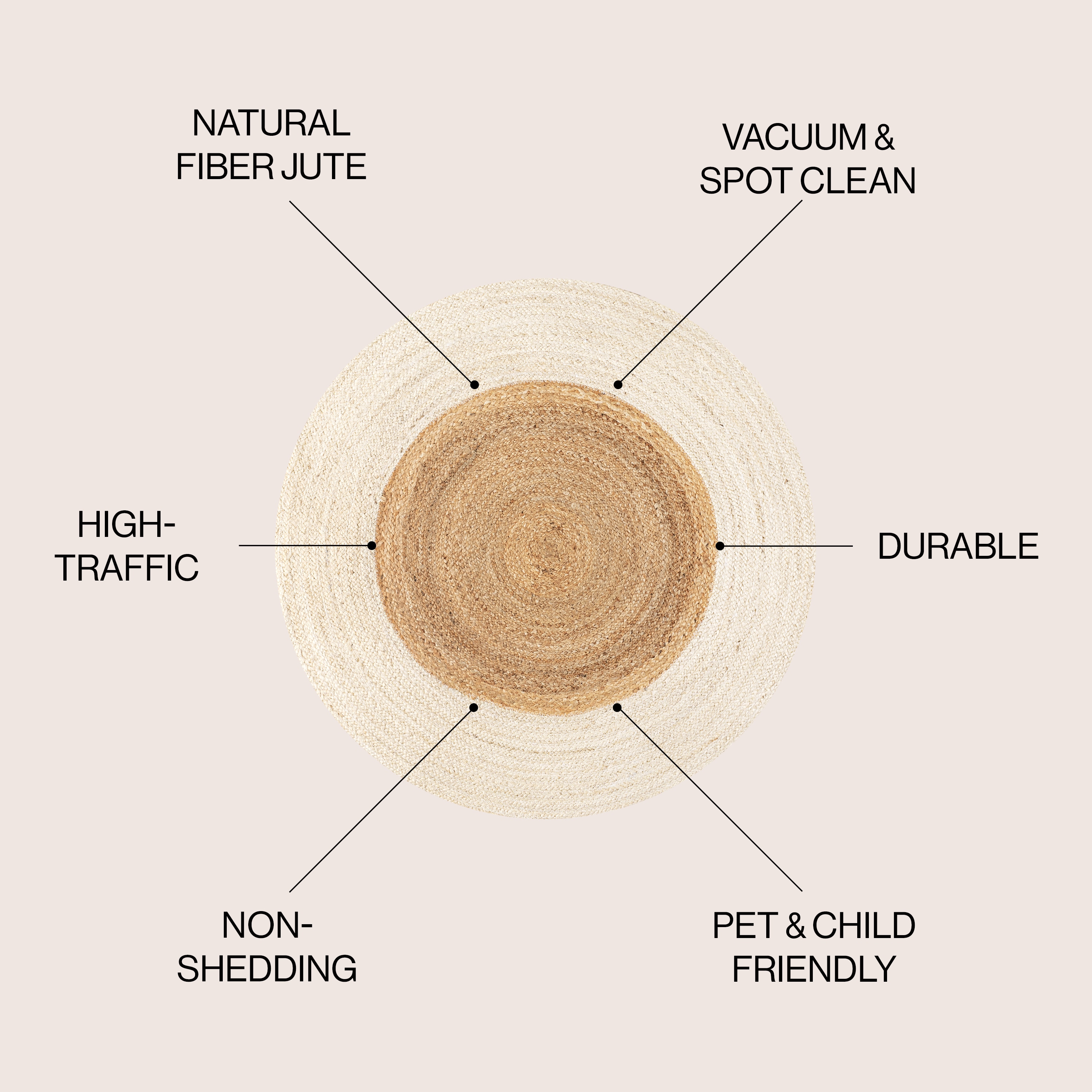 Oceana Cream/Natural Handcrafted Jute 6' Round Area Rug