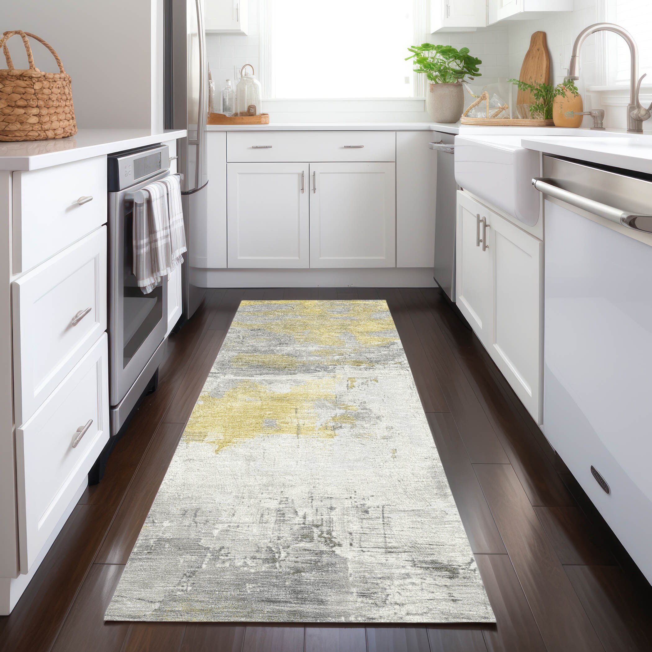 Addison Rugs ACN1685GO2X8 Chantille ACN1685GO 2 x 7 (ft) Loomed Gold Rectangular Indoor/Outdoor Machine washable Pet Friendly Area rug