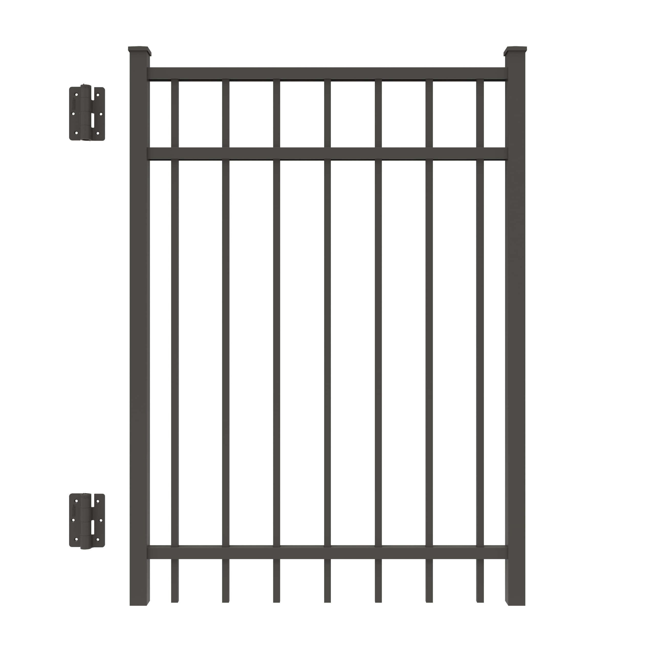 Freedom 73009683 New Haven 4-ft H x 3-ft W Pewter Aluminum Decorative Walk-thru Spaced picket Fence gate