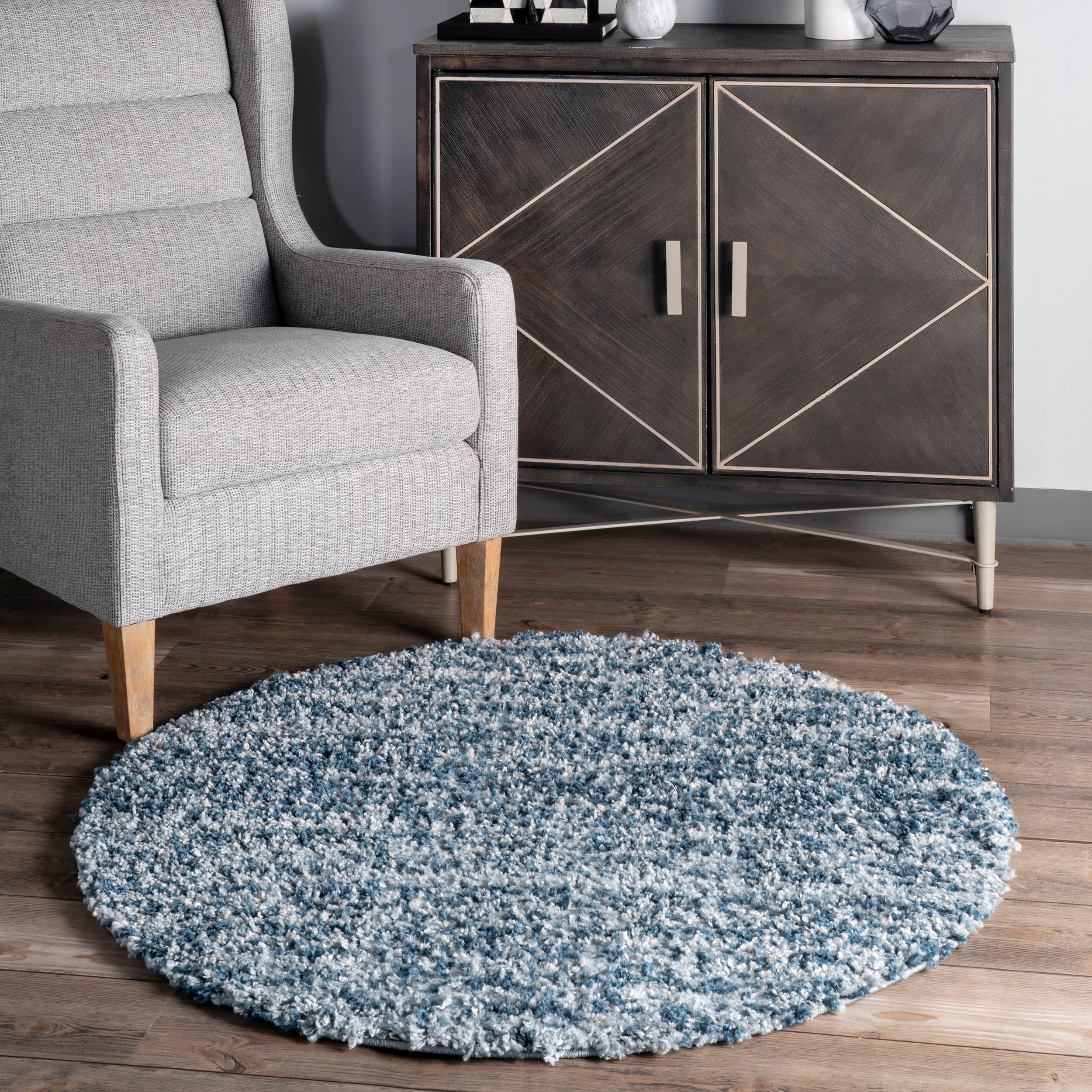 nuLOOM KKEL04C-R606 Brooke 6 x 6 (ft) Loomed Polypropylene Blue Round Indoor Solid Area rug