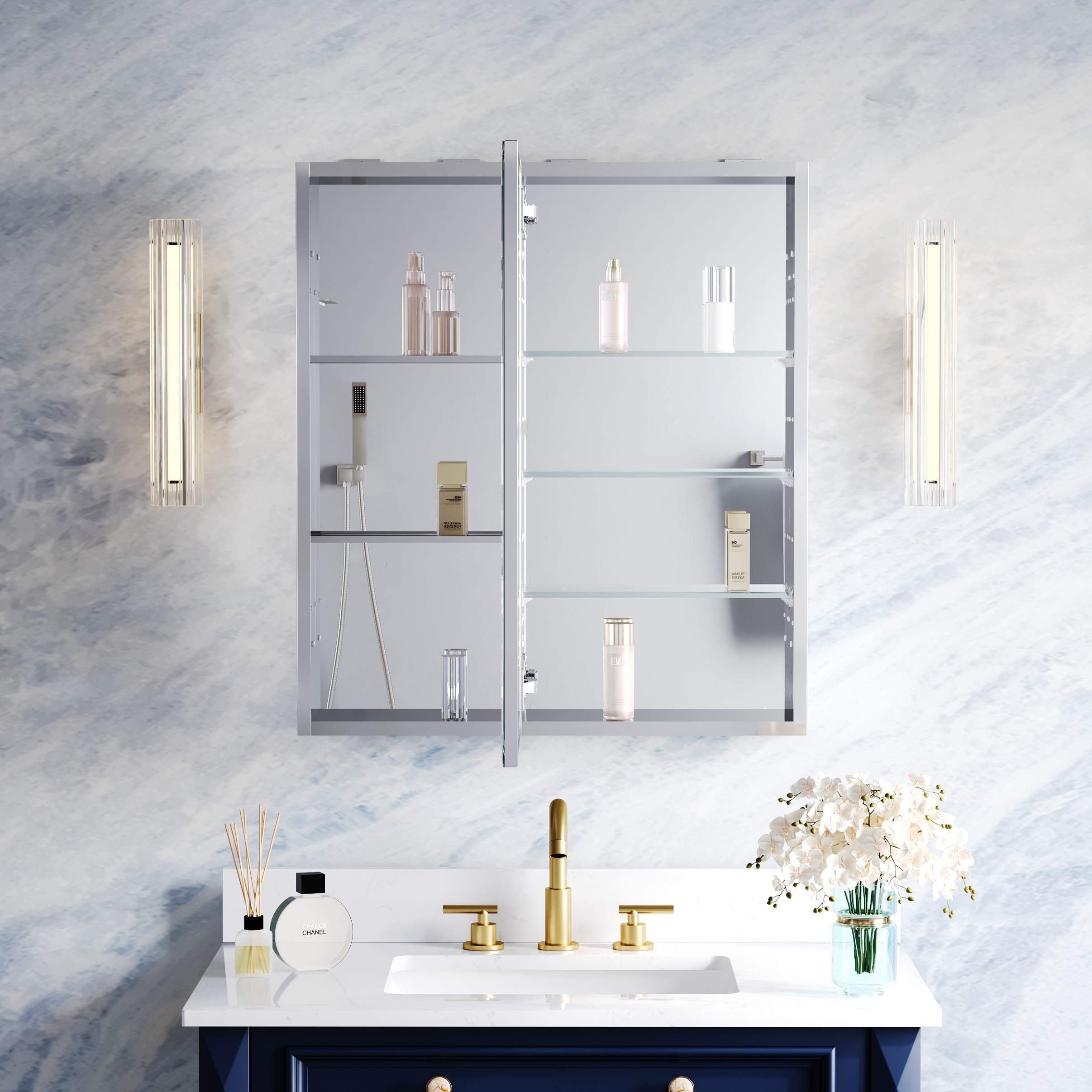 WELLFOR 1230MCB16L Bathroom-Wall-Cabinets - View #2