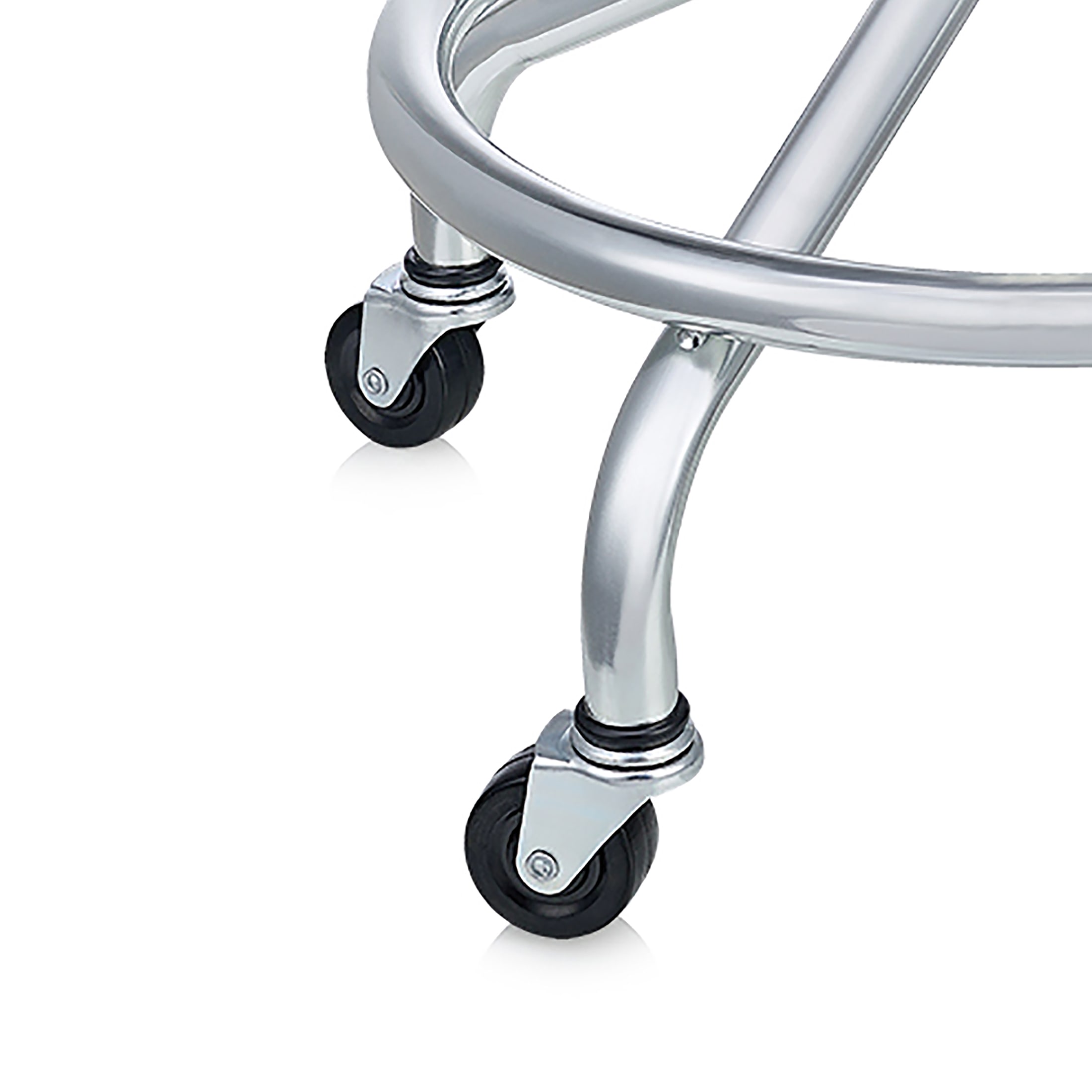 Adjustable Height Black Metal Swivel Laboratory Stool with Wheels