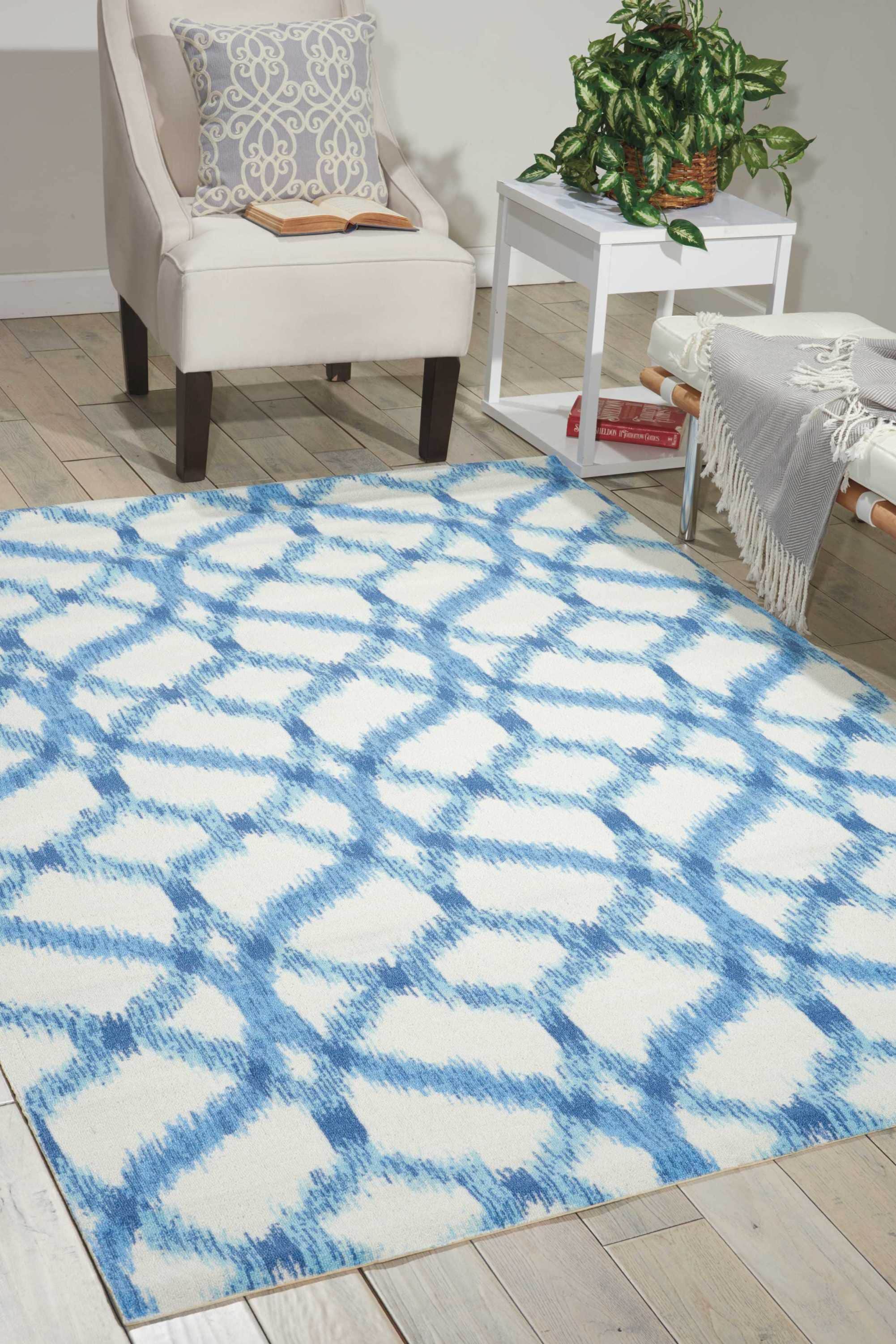 Nourison 33691 Sun N' Shade 8 x 8 (ft) Loomed Polyester Aegean Rectangular Indoor/Outdoor Abstract Area rug