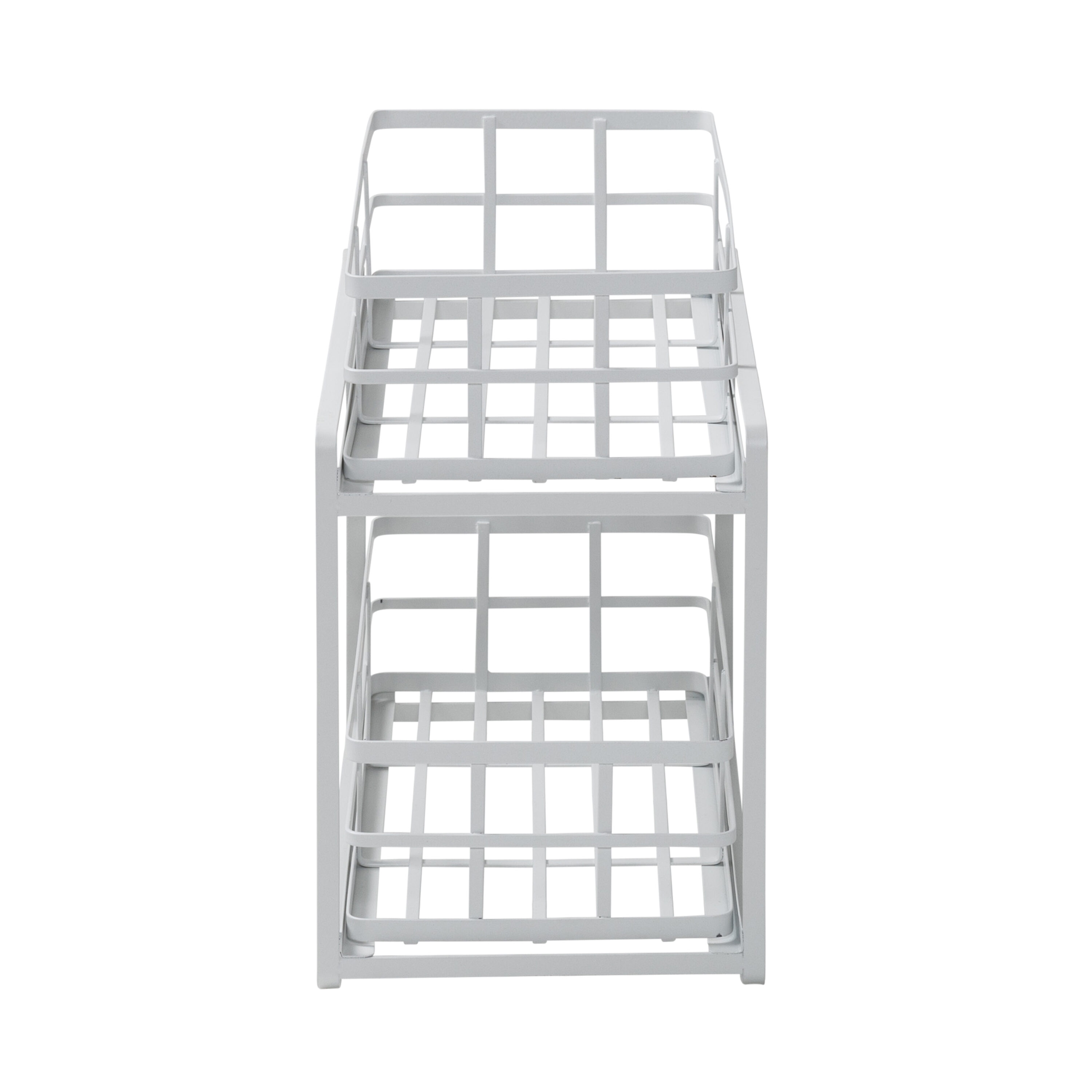 White Steel 2-Tier Sliding Basket Organizer