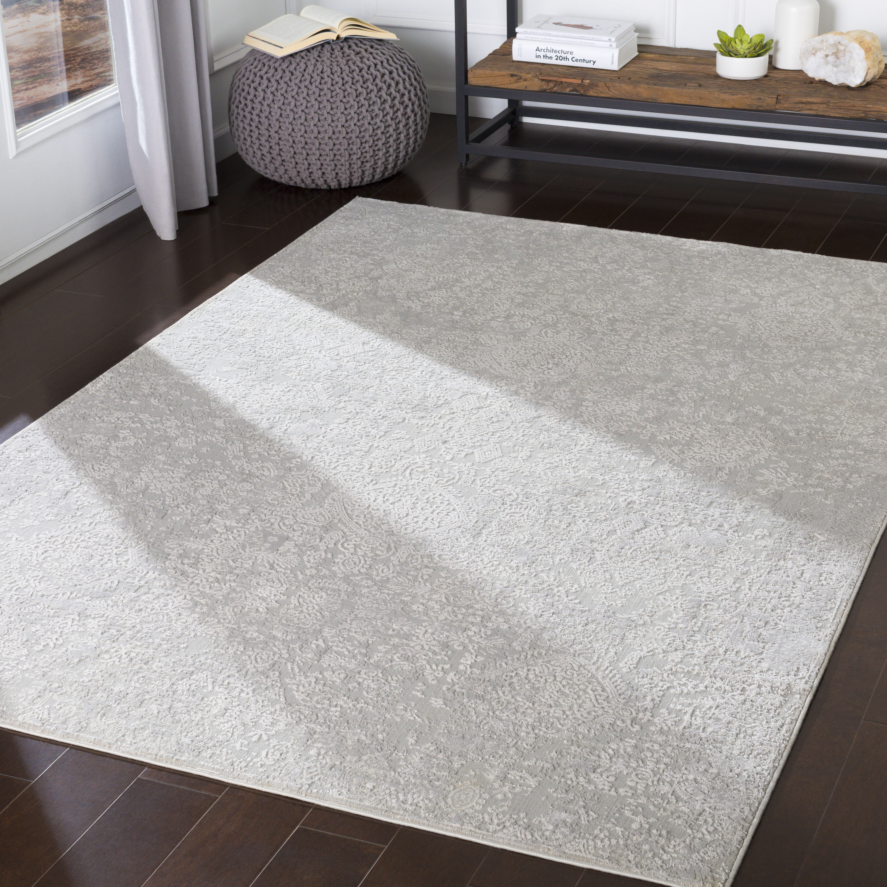 Surya AIS2306-710103 Aisha 8 x 10 (ft) Rayon Gray Rectangular Indoor Medallion Oriental Area rug