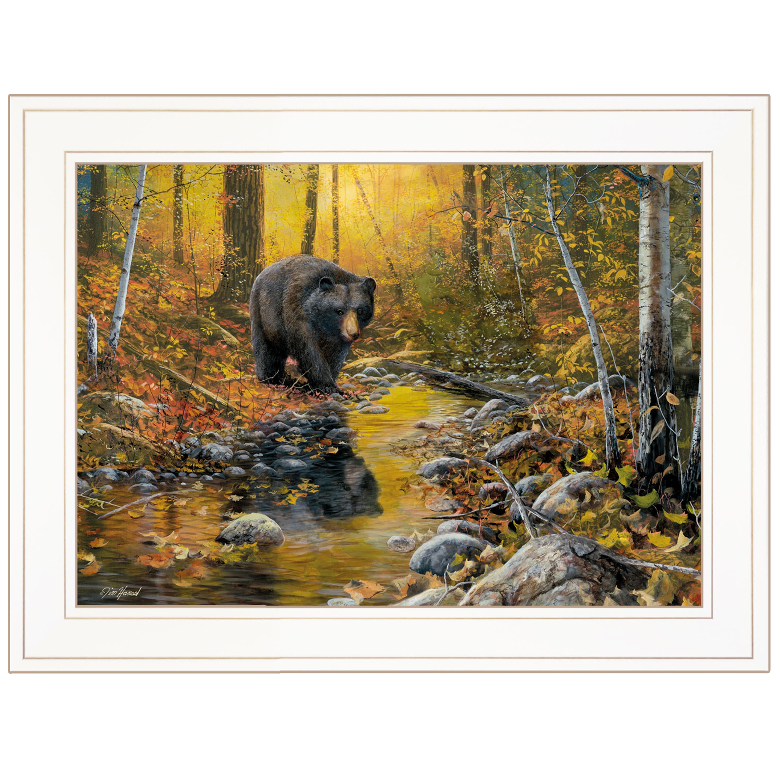Trendy Decor 4U JH161A-226G Last Day Of Autumn Collection Jim Hansen White Wood Framed 15-in H x 19-in W Animals Paper Print