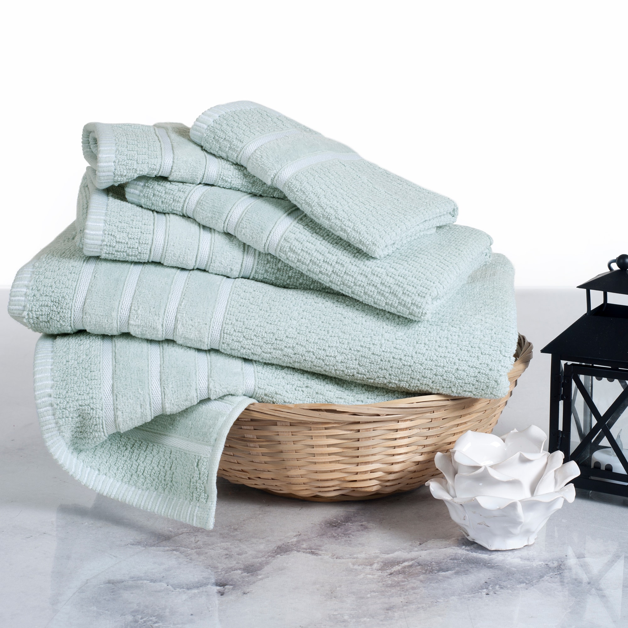 Hastings Home 2-Piece White/Black Cotton Quick Dry Bath Towel Set (Bath  Towels) in the Bathroom Towels department at