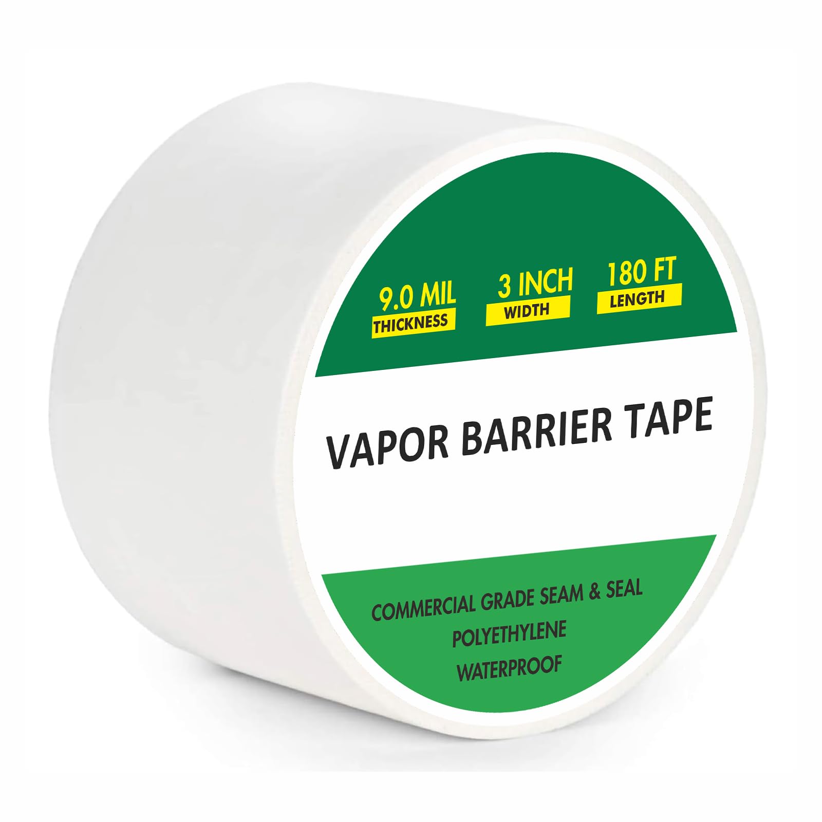 KHKFY  Vapor Barrier Tape 3 Inch by 180 Feet 9 Mil White Polyethylene Tape for Moisture Barriers Crawl Spaces and Air Sealing