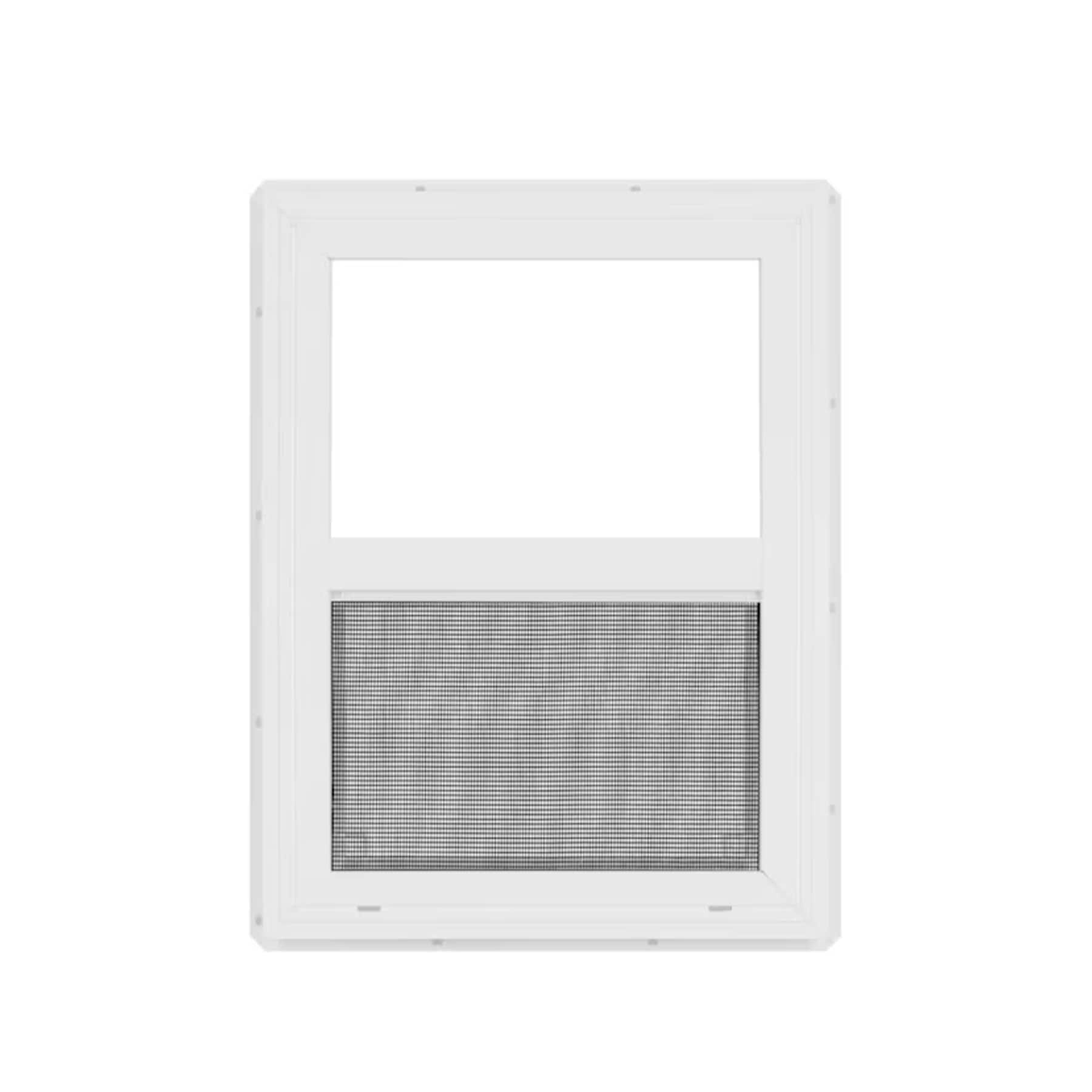 Project Source VSH1824FLPS FL-20000S 17-1/2-in x 23-1/2-in White Exterior Vinyl New Construction Single Hung Window Impact Resistant Single Pane Glass (Half Screen Included)