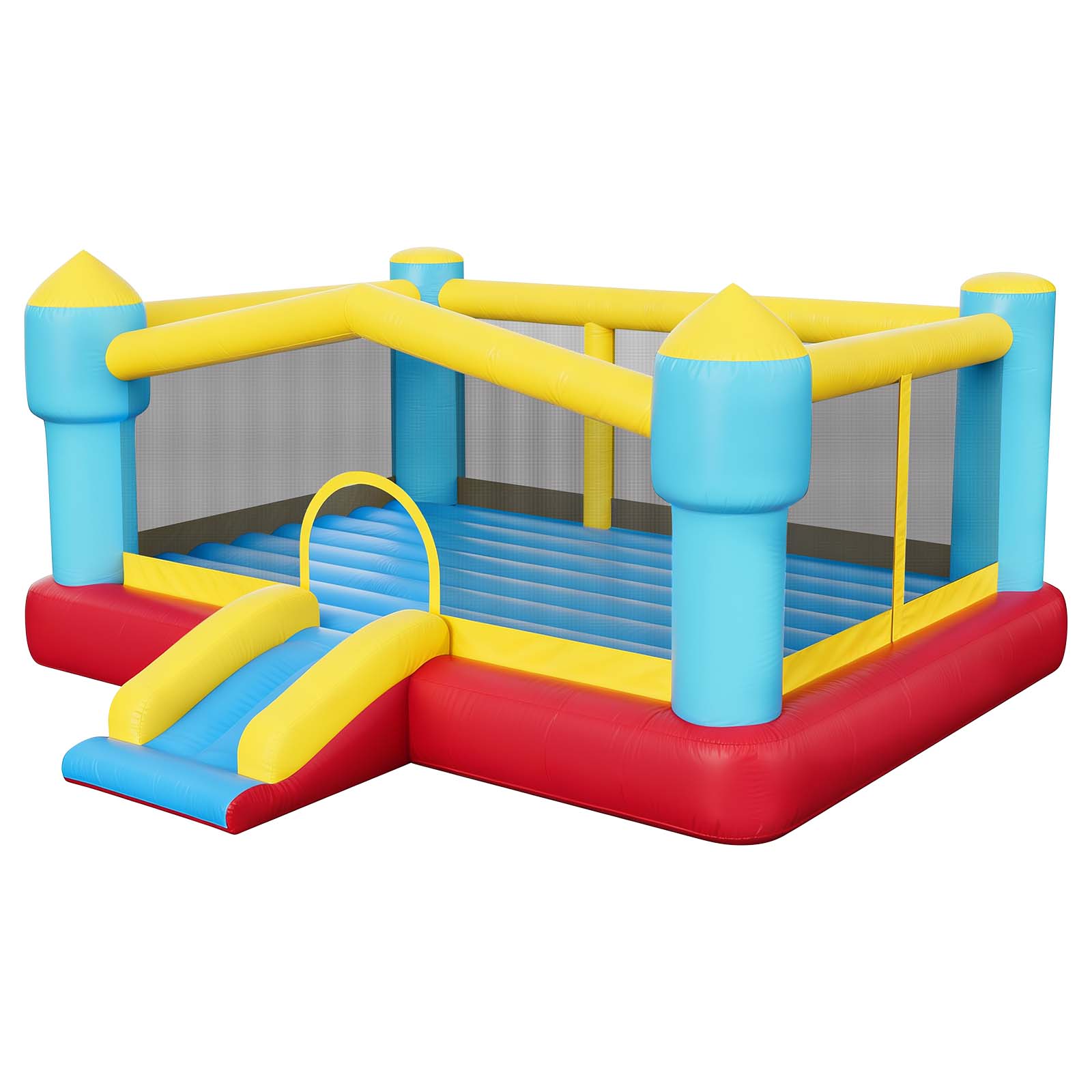 VEVOR Inflatable Bounce House 14.7 x 13.8 x 6.8 ft Jumping Bouncy Castle Inflatable Jumper for Kids with Slide Basketball Hoop Target Game and Jumping Area Jumpings House Holds 3-4 Kids (Ages 3-8)
