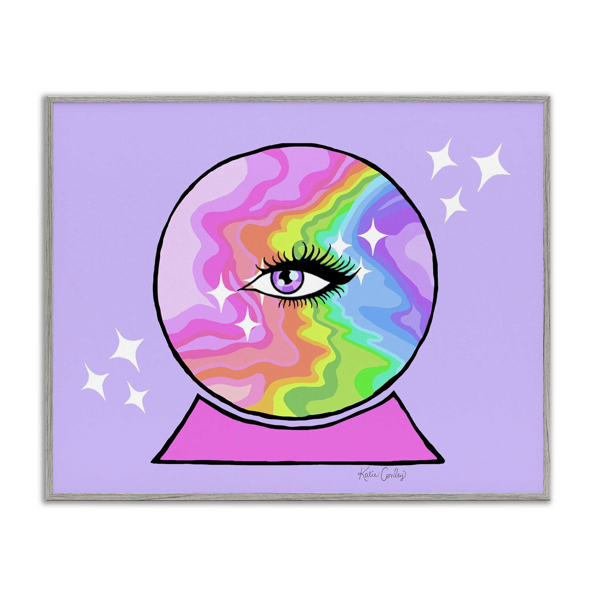 Stupell Industries BS-747-GFF-16X20 Mystical Crystal Ball Eye Gray Framed Giclee Art By Katie Conley 20 x 16
