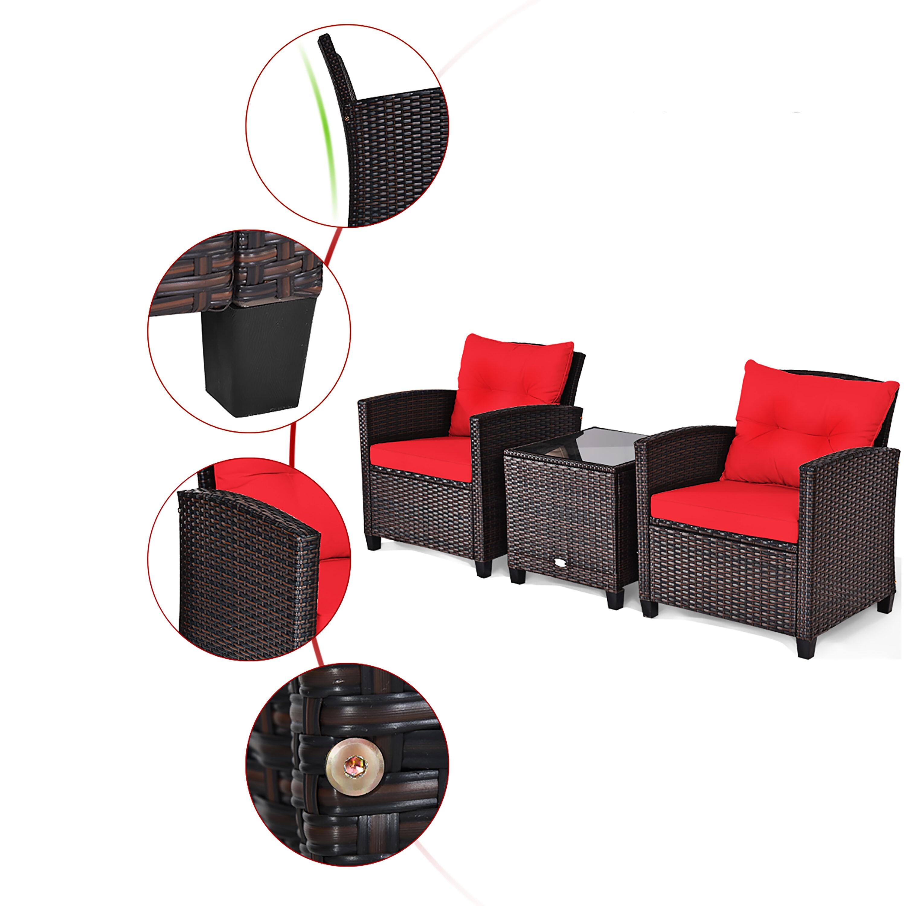 Costway HW63759RE Patio-Conversation-Sets - View #2