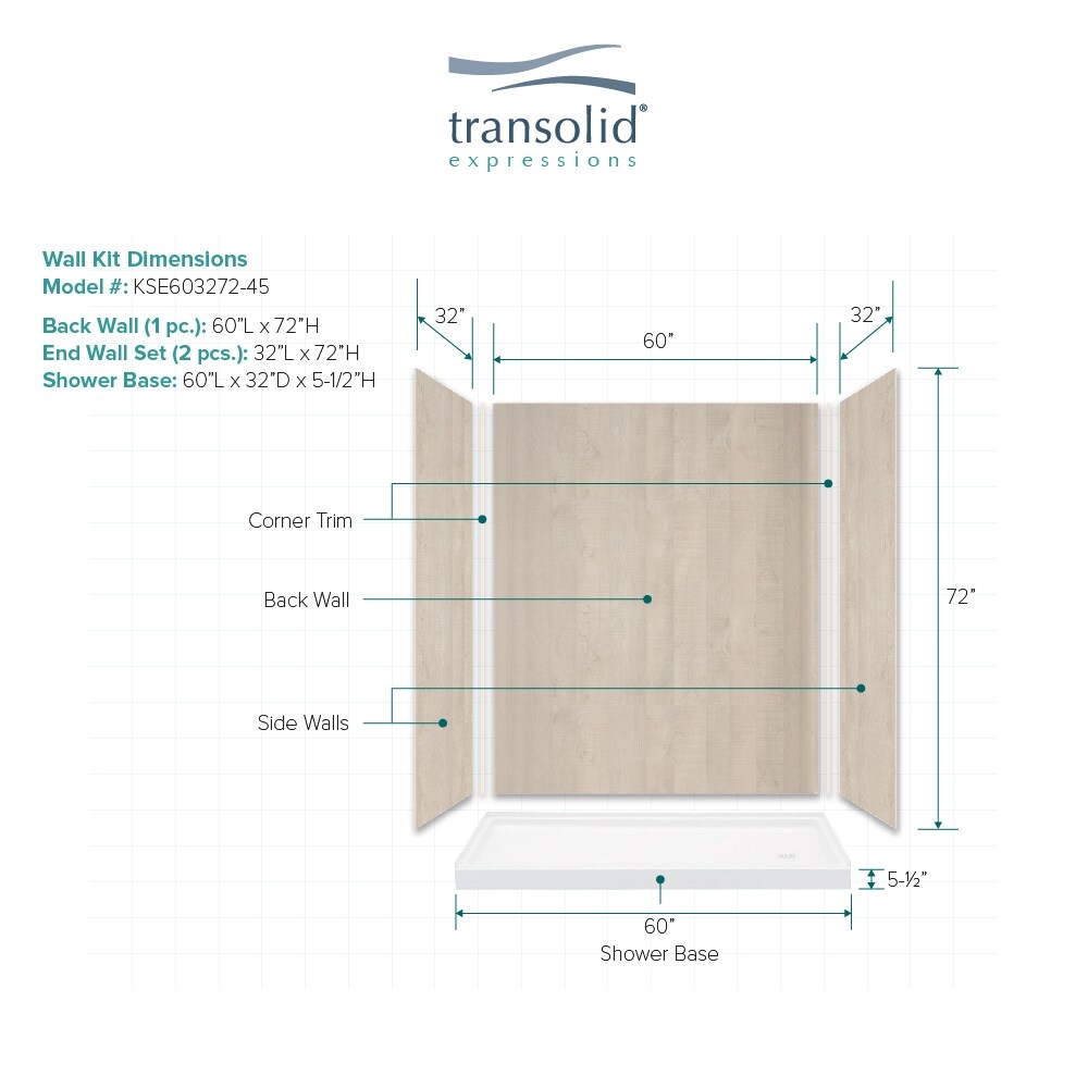 Transolid KSE603272-5475NC-45 Alcove-Shower-Kit - View #4