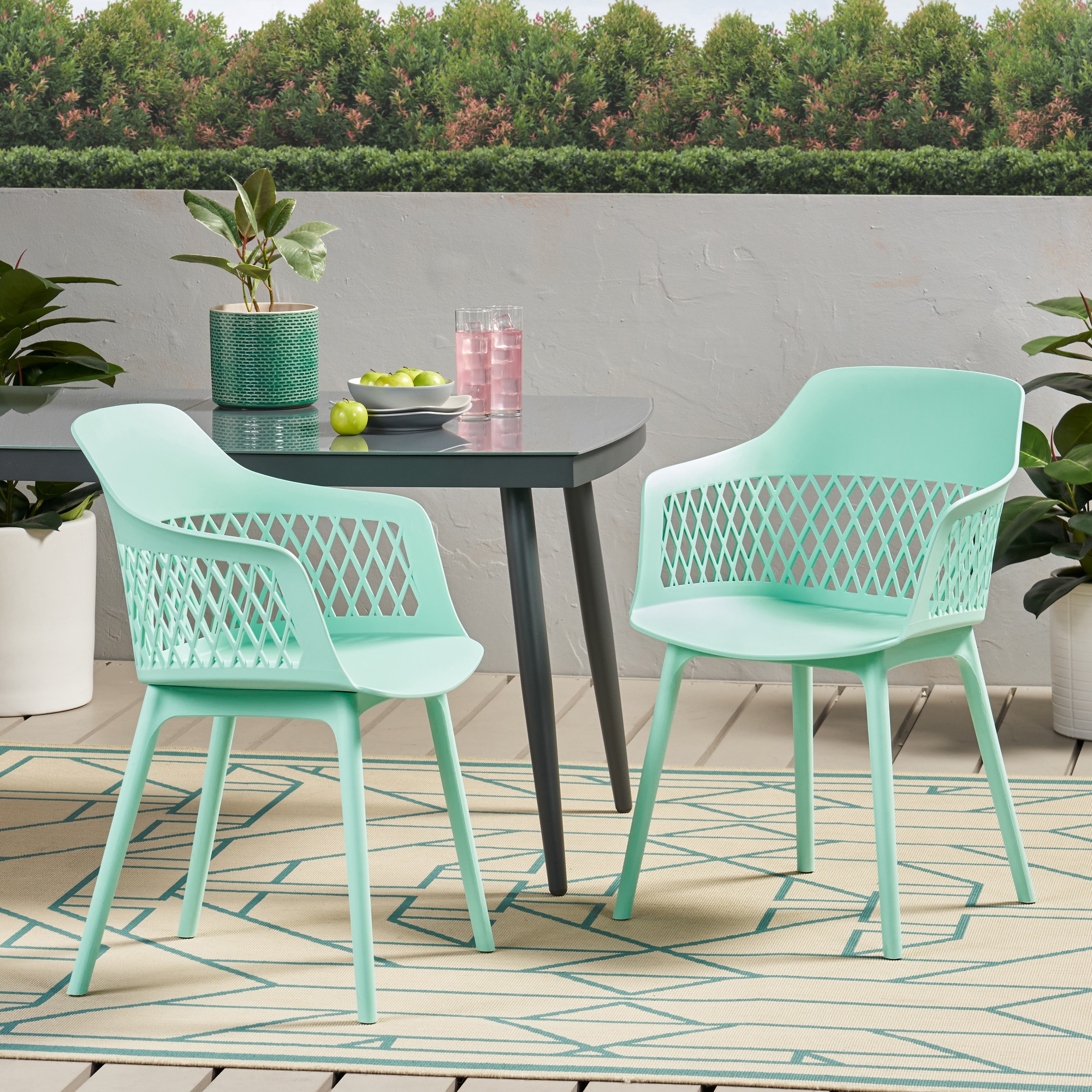 Lycvki PCS-74 2 -Piece Wicker Patio Conversation Set with Green