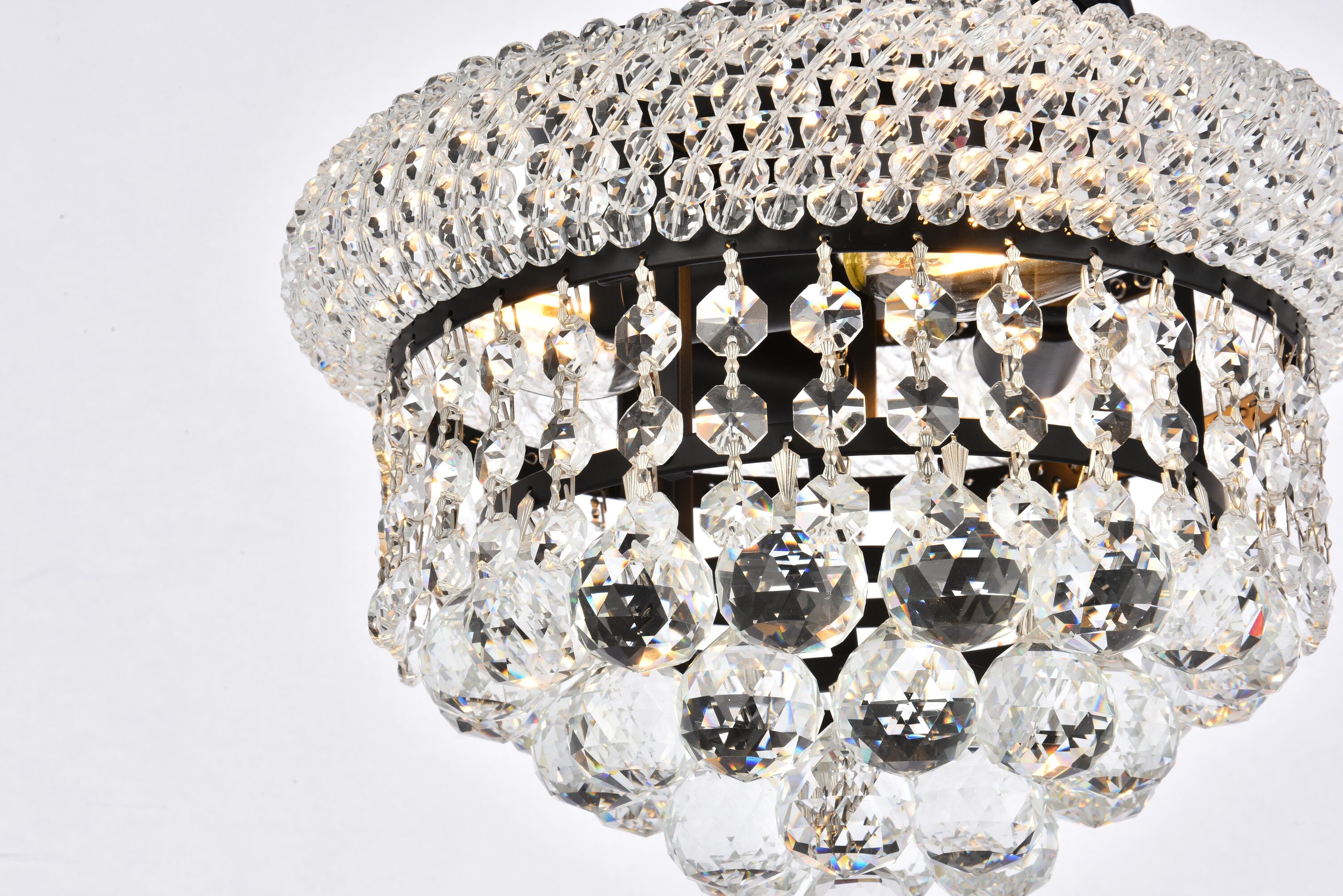 Primo 10-inch Matte Black and Clear Crystal Flush Mount Light