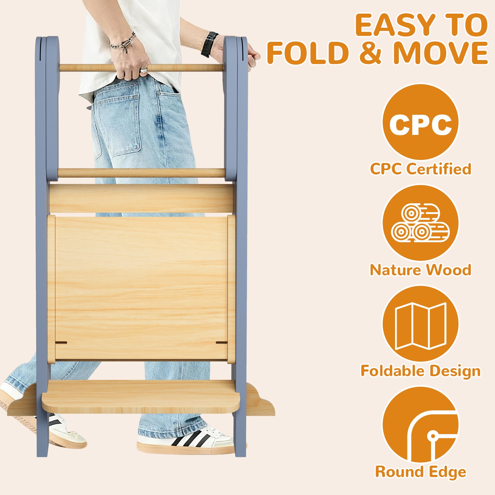 LOVMOR FOLDABLE TOWER-GRAY Kids-Chairs - View #10
