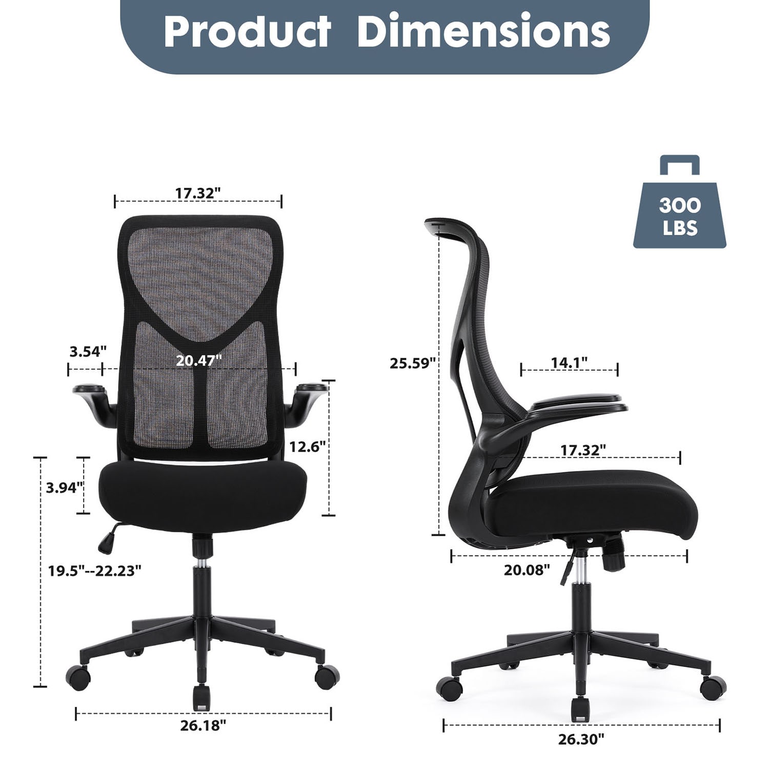 GZMR Office Chair Black Contemporary Ergonomic Adjustable Height Swivel ...