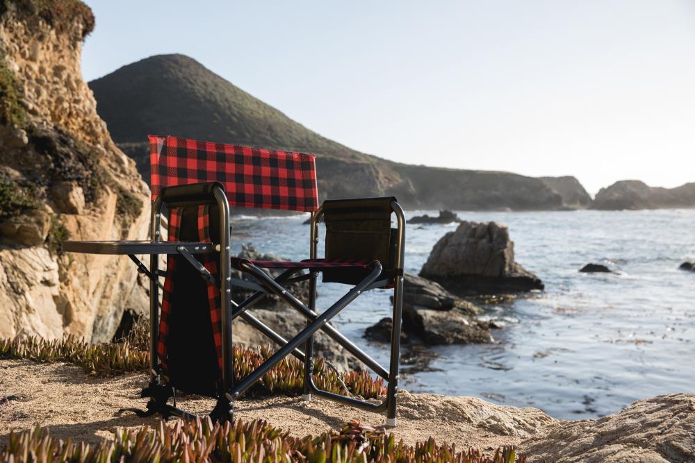 Picnic Time Polyester Red and Black Buffalo Plaid Pattern Folding