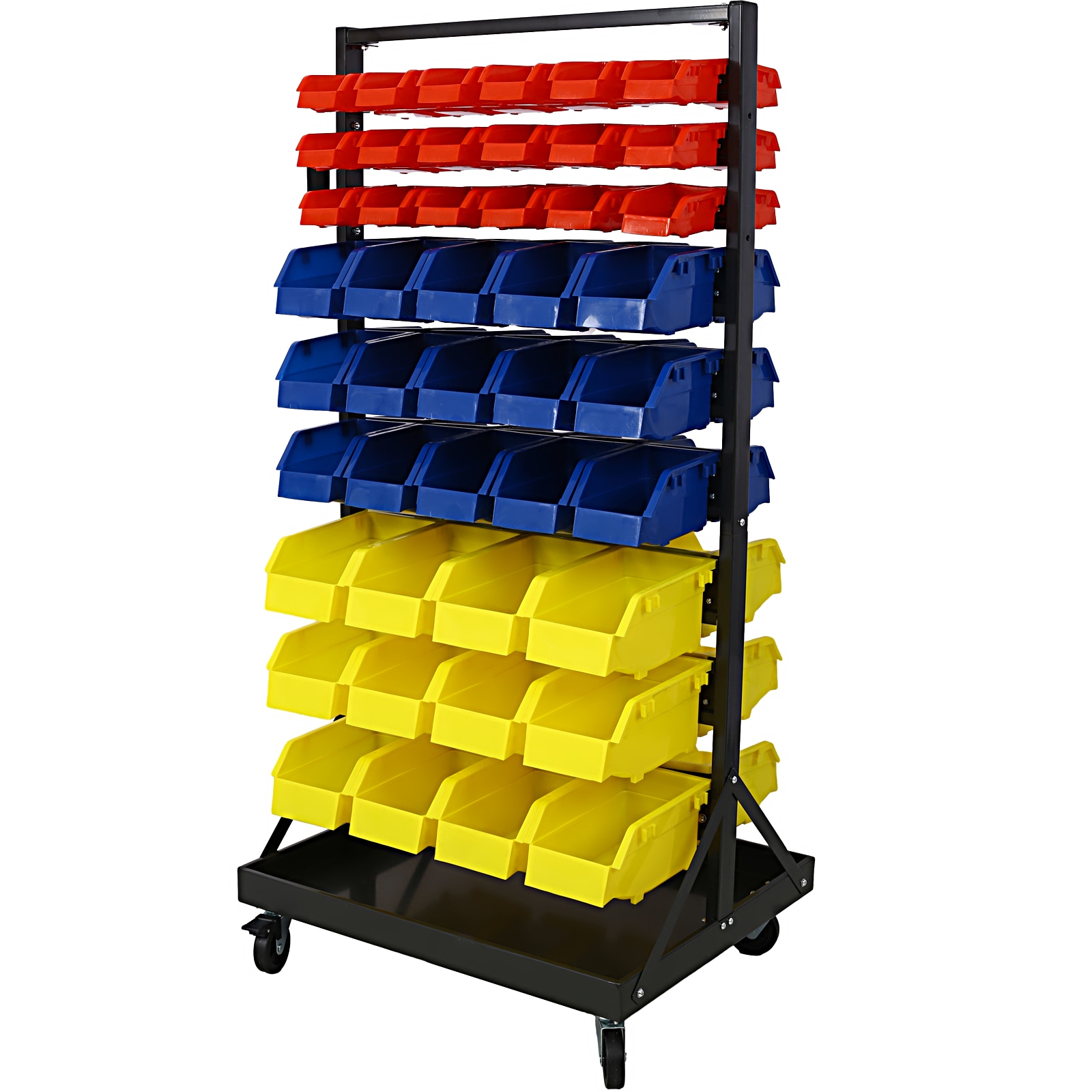LUXEYARD - 90 Parts Bin Shelving Storage Organizer with Locking Wheels for Shop Garage and Home