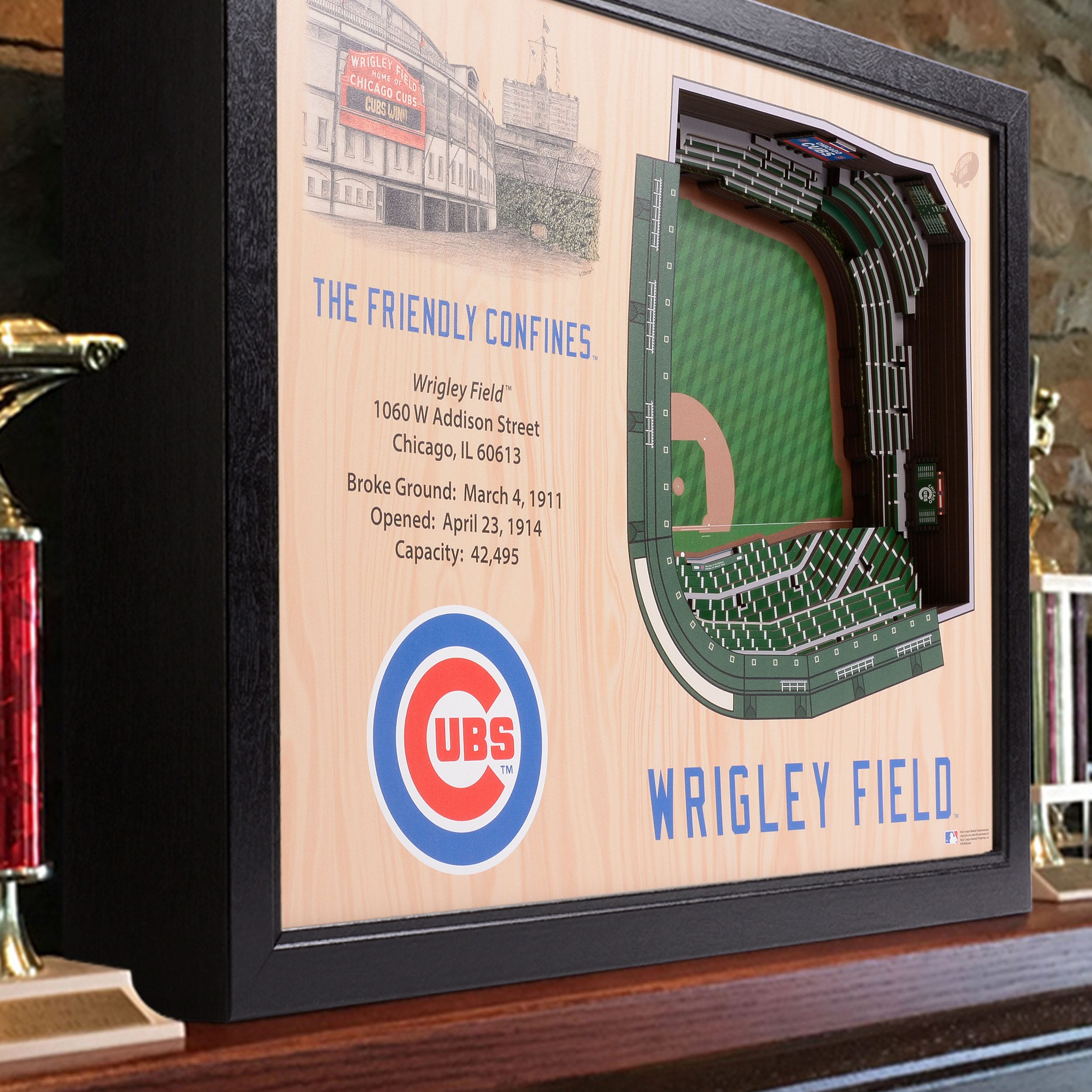 Chicago Cubs Clock Wrigley Field Scoreboard Style Replica 